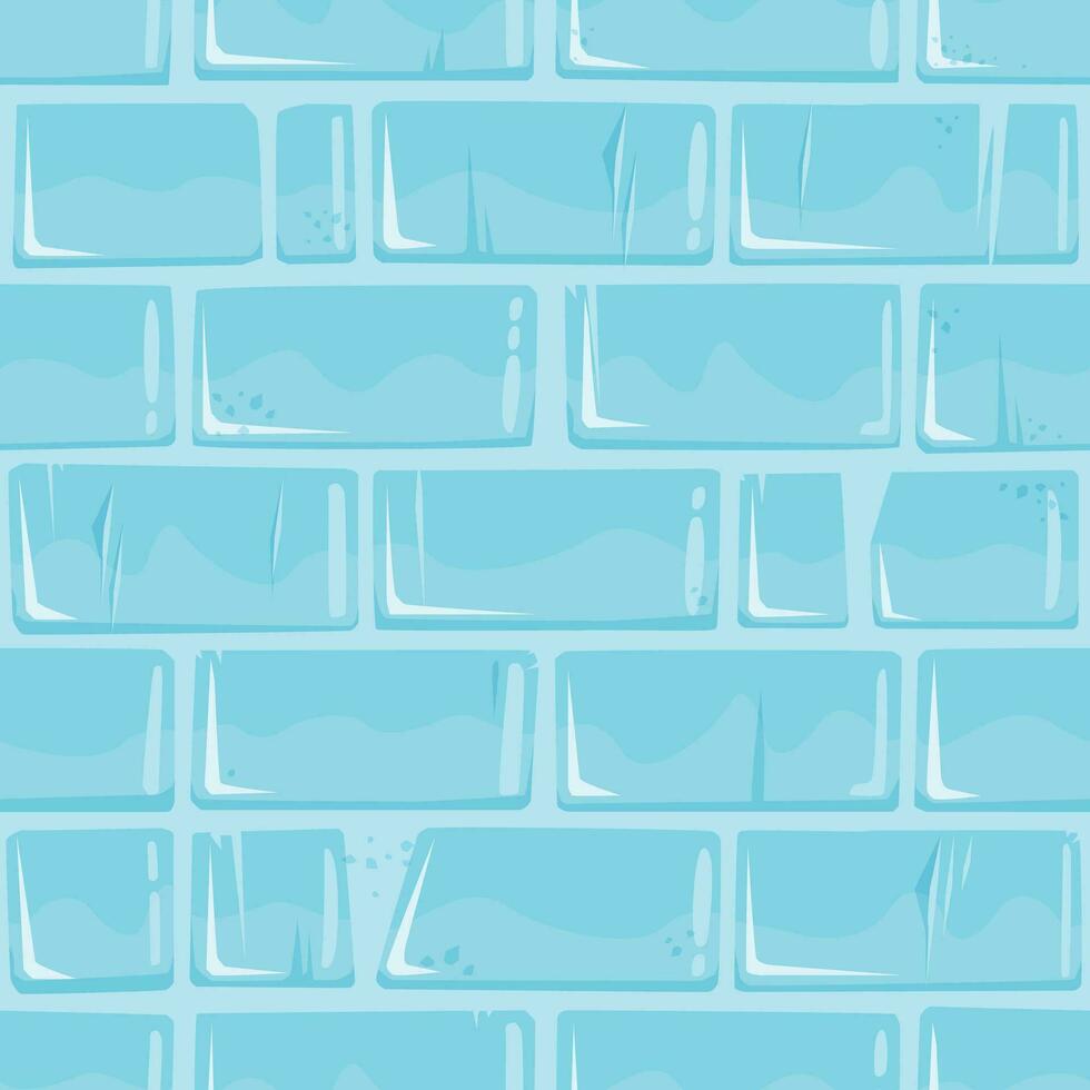 Cracked Ice Brick Wall Texture, Aged Old Castle Background, Square Seamless Pattern vector