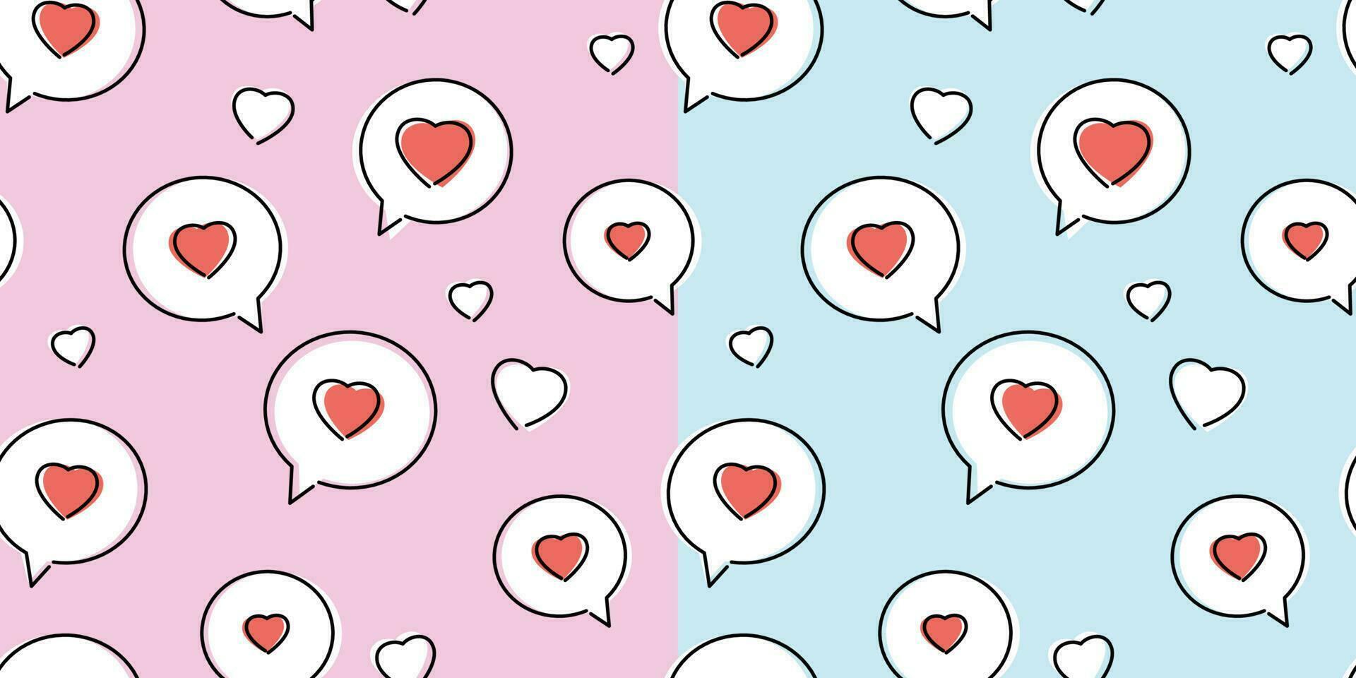 Set of 2 Square Hearts Backgrounds. Heart Symbols in a Chat Bubbles, Digital Posters, Social media and Print vector