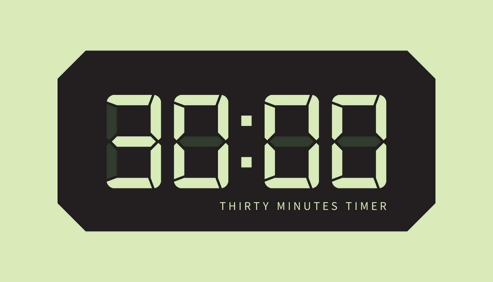 30 Minutes Timer Icon, Digital Clock. Retro Led Design. Isolated Vector