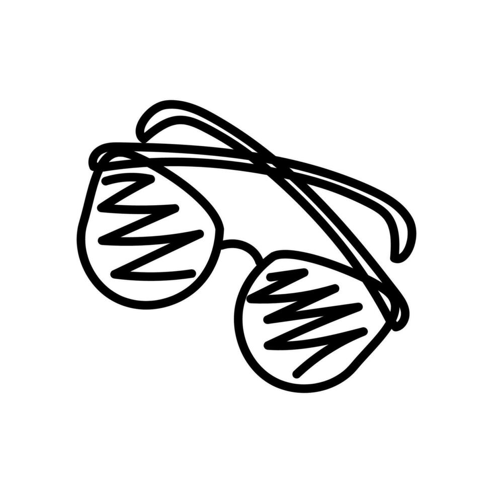 vector doodle illustration of sunglasses icon - black outline on white. Fashion accessory to protect your eyes from the sun