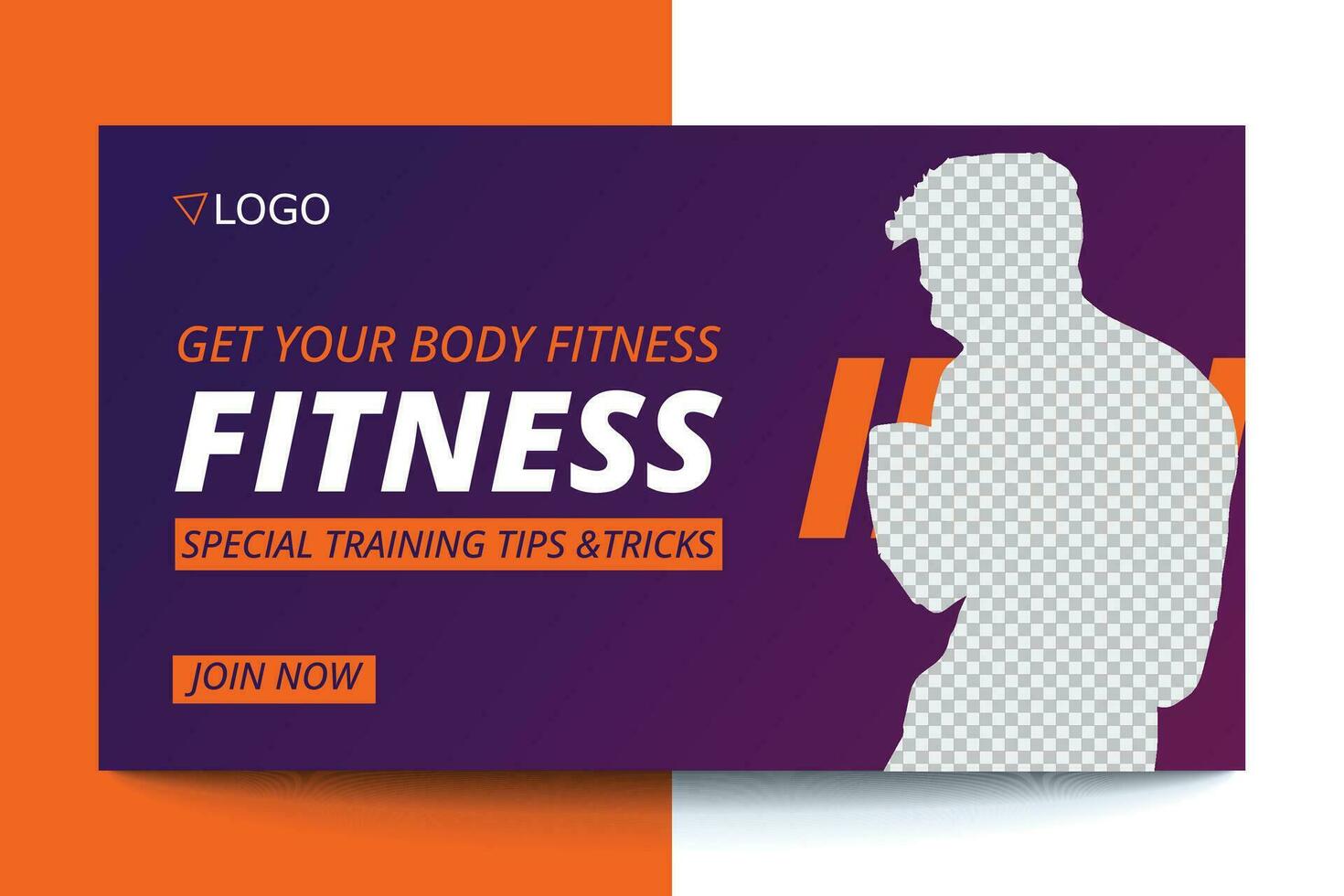 Fitness gym and workout video thumbnail and web banner vector