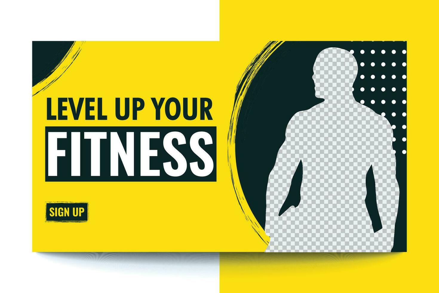 Fitness gym and workout video thumbnail and web banner vector