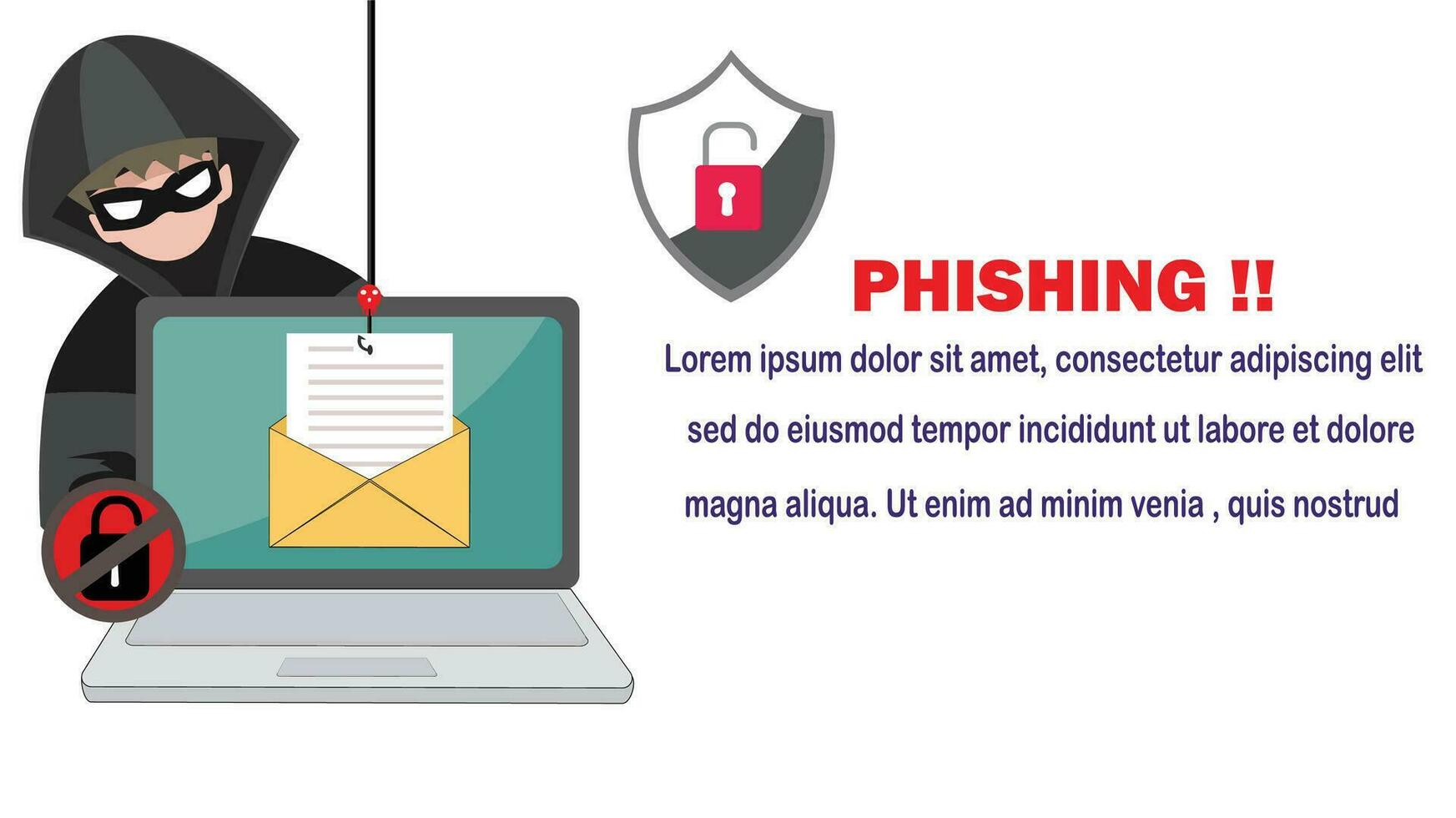 hacker man use note book computer stealing confidential data, personal information,Ransomware, malware, virus, extortion,data,lock.Vector concept Computer security and technology. vector