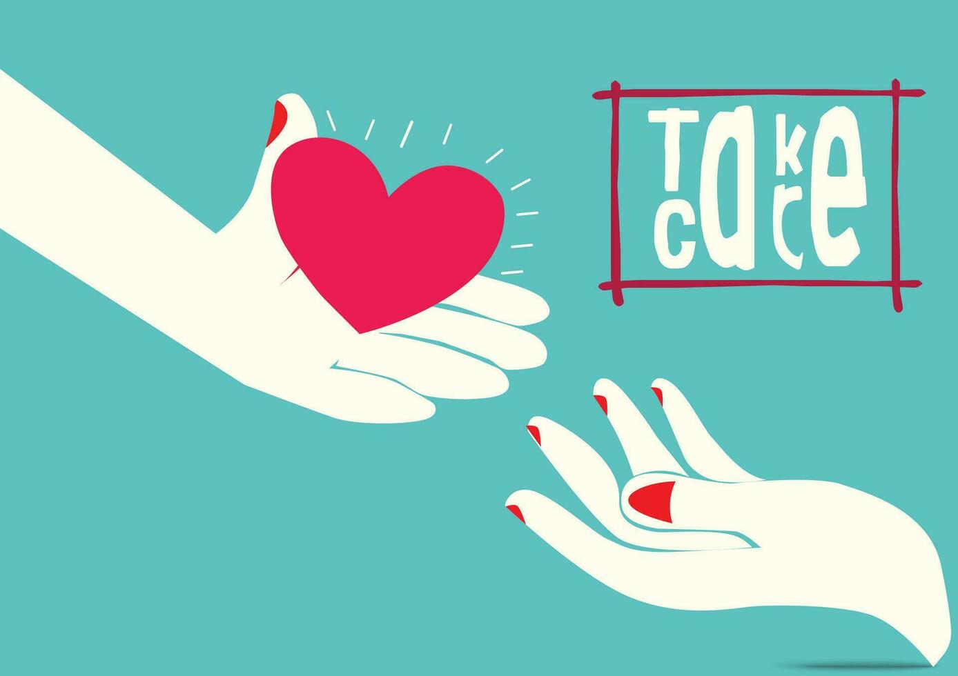 A hand holding red heart on blue background.heart health,happy volunteer charity,Sharing love. Valentine's day.The photo shows the principle of caring and good health. vector