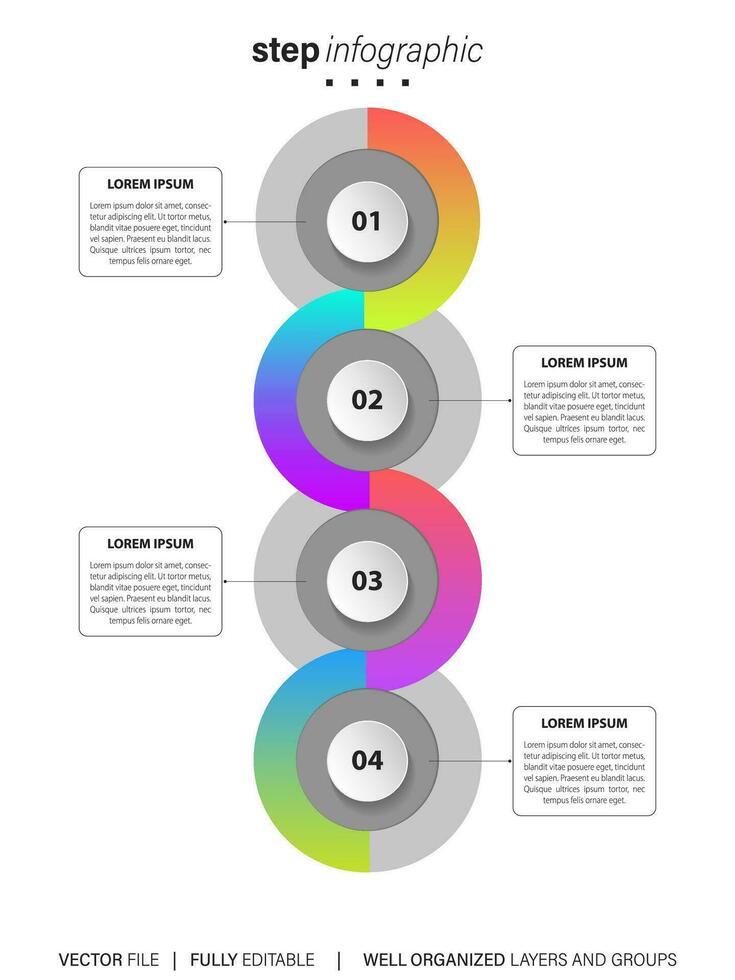 Infographic arrows with step up options. Vector template in flat design style