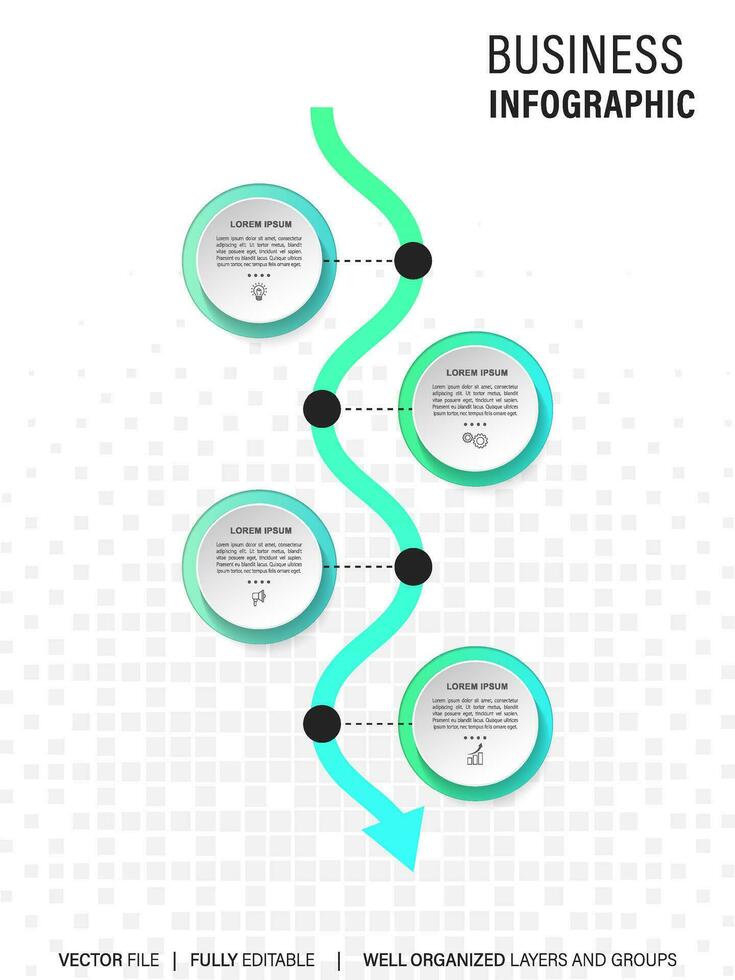 Colorful infographic geometrics steps. Modern 4 steps infographic layout presentation. Orange, blue, purple, and green color options. vector