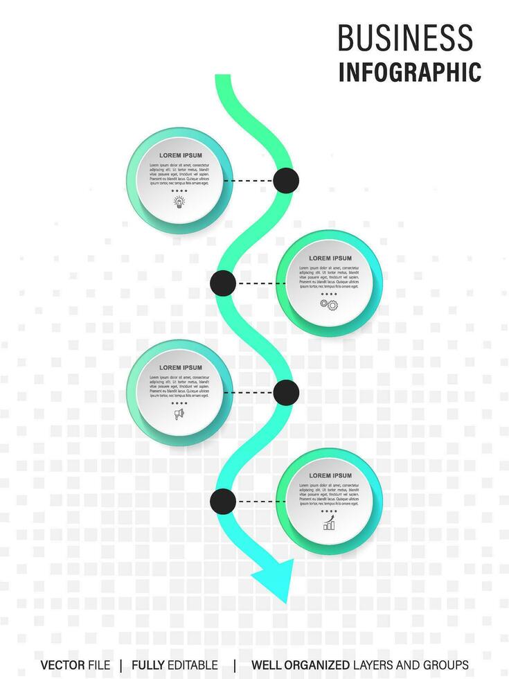 vistoso infografía geometría pasos. moderno 4 4 pasos infografía diseño presentación. naranja, azul, púrpura, y verde color opciones vector