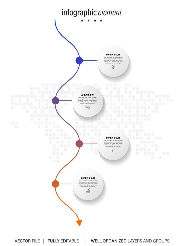 vistoso infografía geometría pasos. moderno 4 4 pasos infografía diseño presentación. naranja, azul, púrpura, y verde color opciones vector