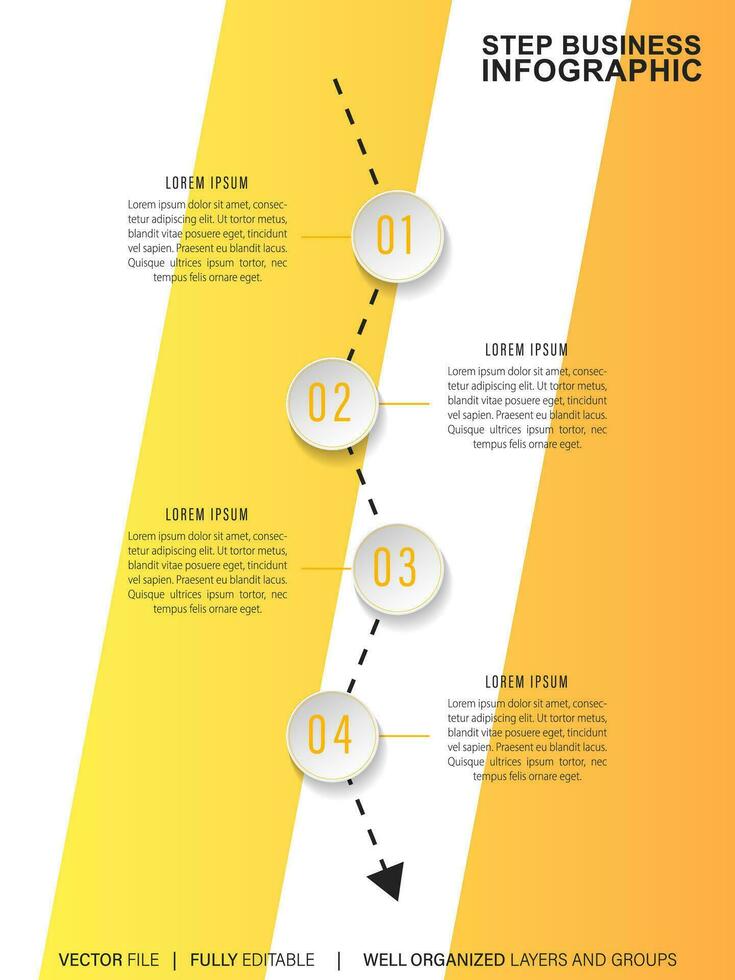 vistoso infografía geometría pasos. moderno 4 4 pasos infografía diseño presentación. naranja, azul, púrpura, y verde color opciones vector