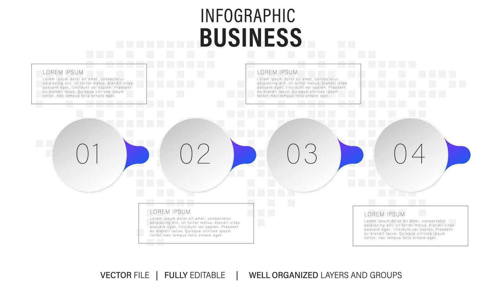 4 steps process modern infographic diagram vector