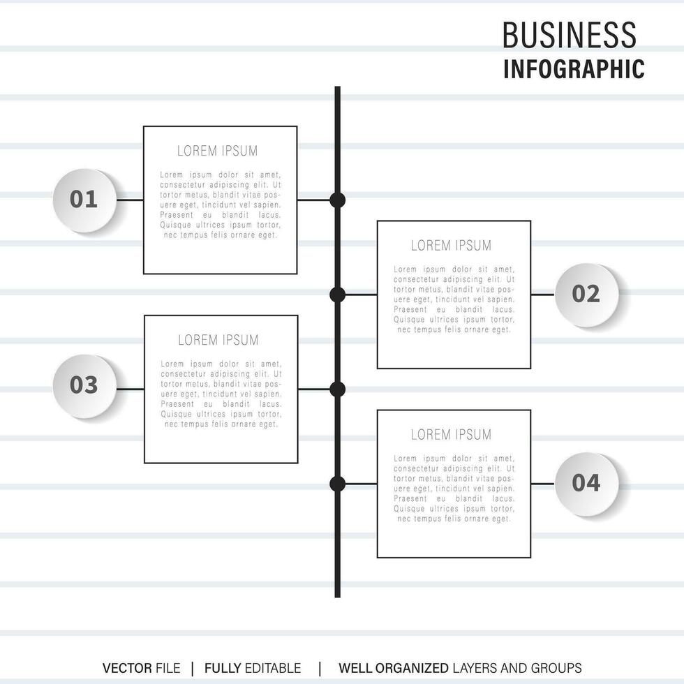 4 steps process modern infographic diagram vector