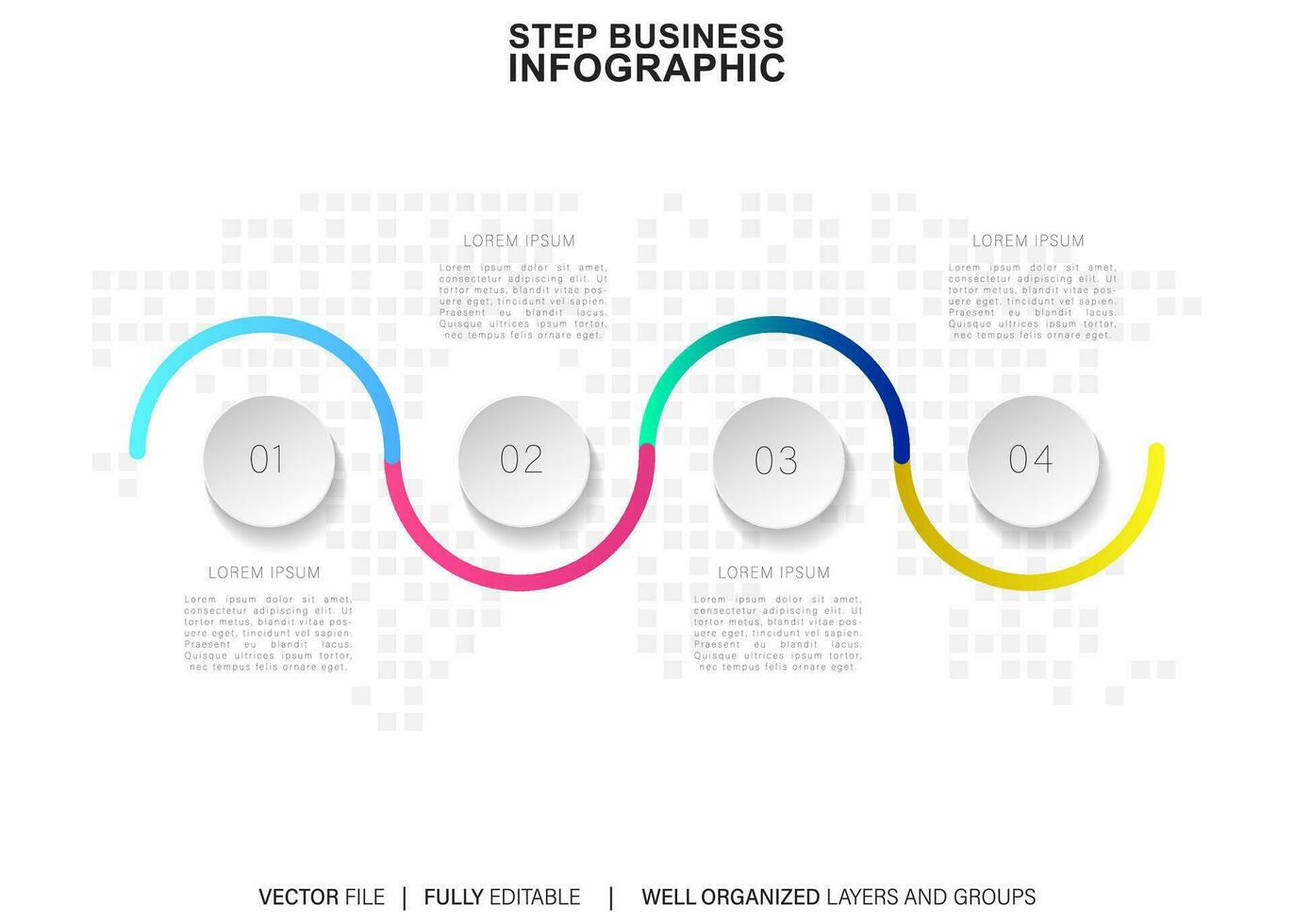 Timeline infographic design with 4 options or steps. Infographics for business concept. Can be used for presentations workflow layout, banner, process, diagram, flow chart, info graph, annual report. vector