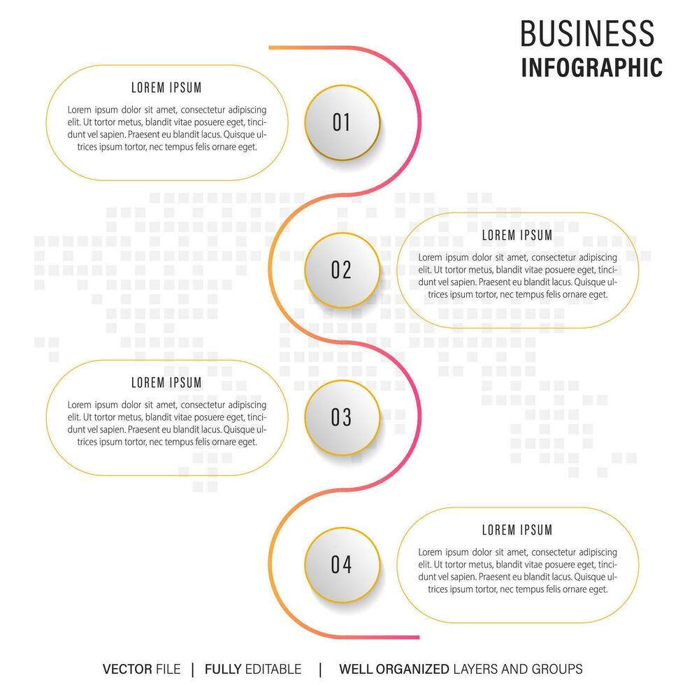 4 steps process modern infographic diagram vector