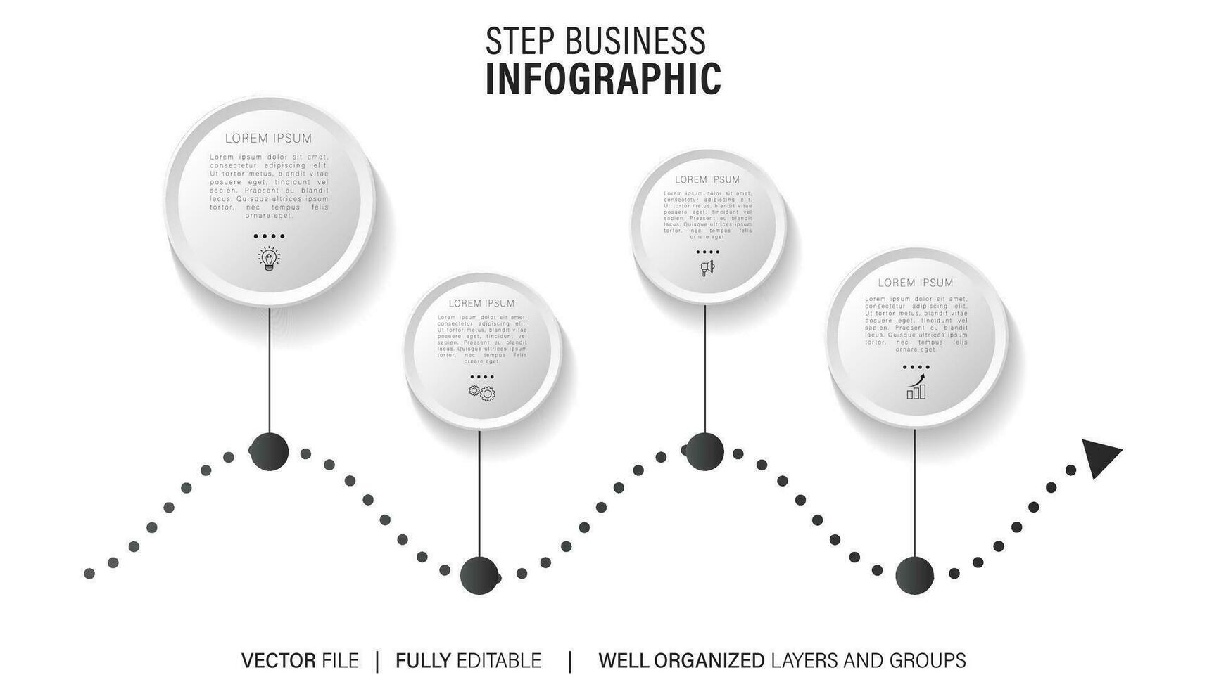 Timeline infographic design with 4 options or steps. Infographics for business concept. Can be used for presentations workflow layout, banner, process, diagram, flow chart, info graph, annual report. vector