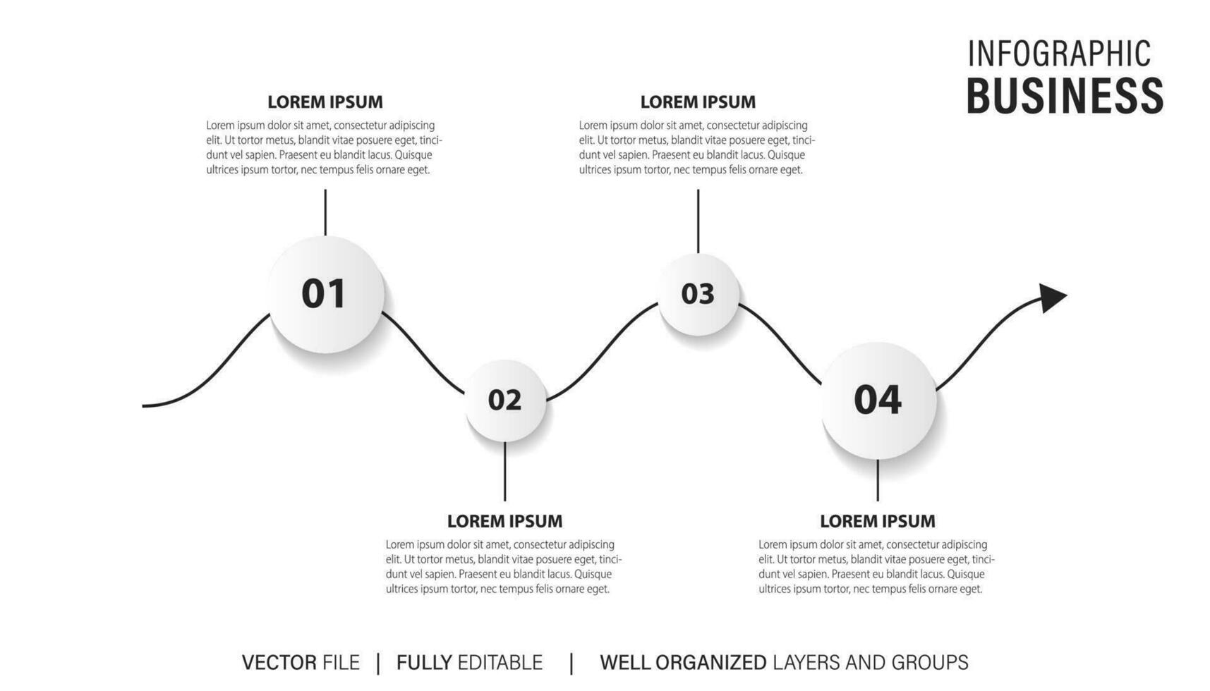 4 steps process modern infographic diagram vector