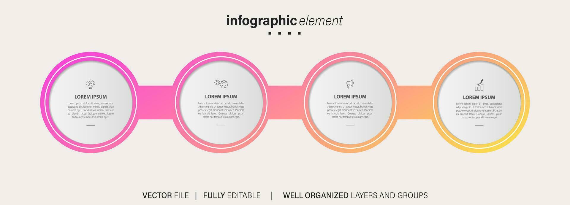 Business infographic template. Thin line design label with icon and 4 options, steps or processes. vector