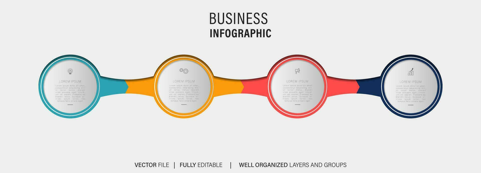 Business infographic template. Thin line design label with icon and 4 options, steps or processes. vector