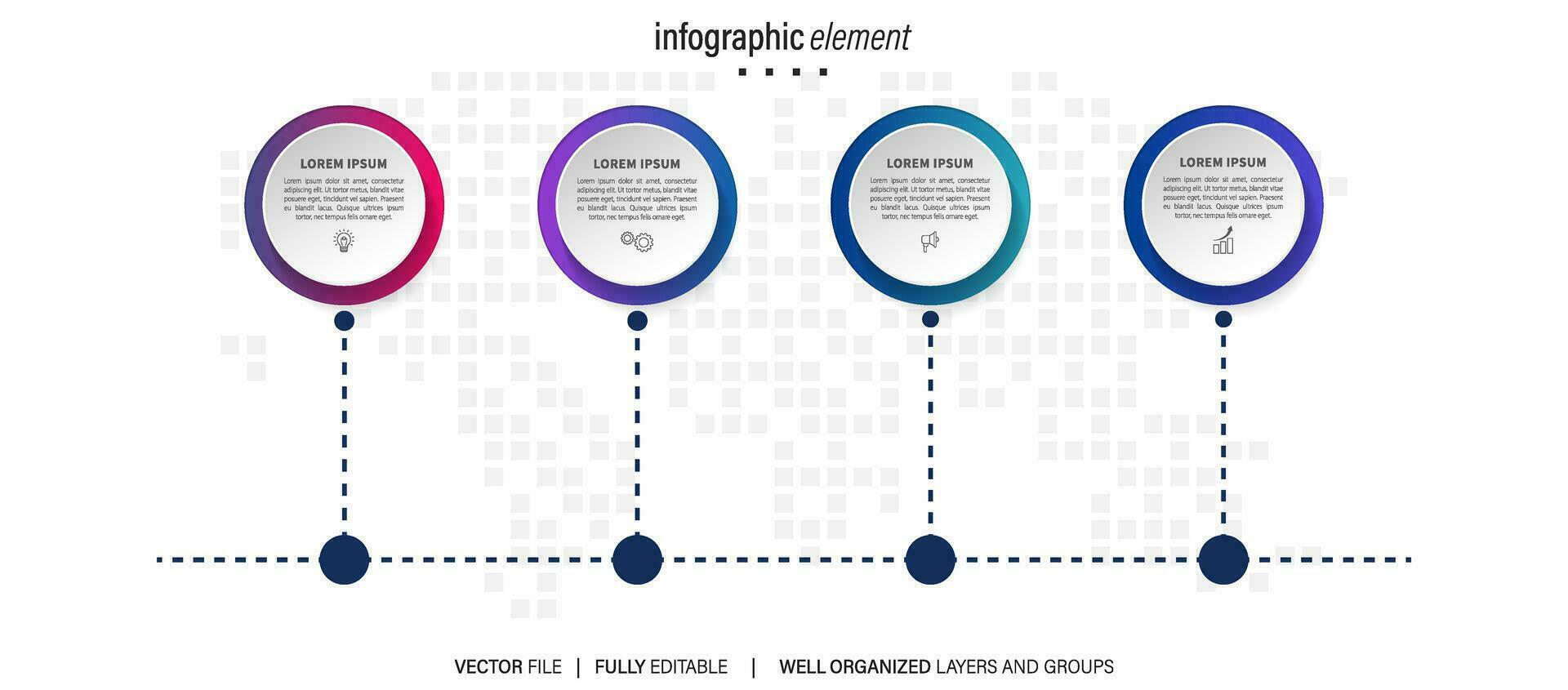 Business infographic template. Thin line design label with icon and 4 options, steps or processes. vector