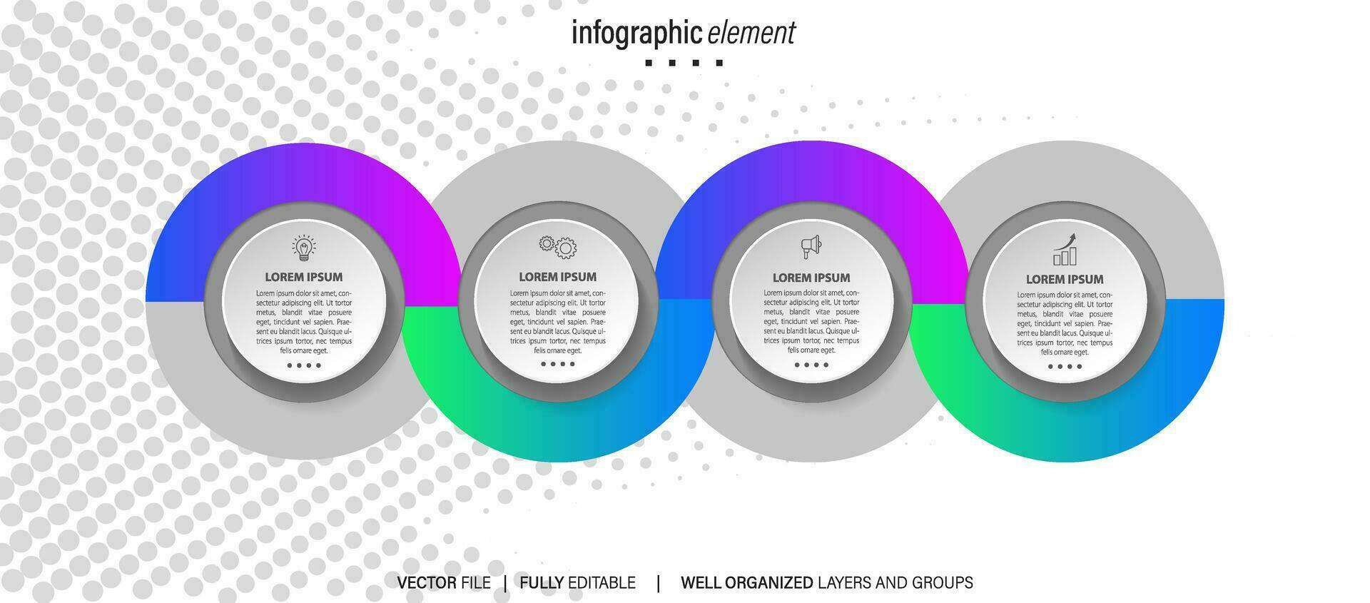 nuevo producto desarrollo infografía gráfico diseño modelo. editable infochart con iconos instructivo gráficos con 4 4 paso secuencia. visual datos presentación. vector