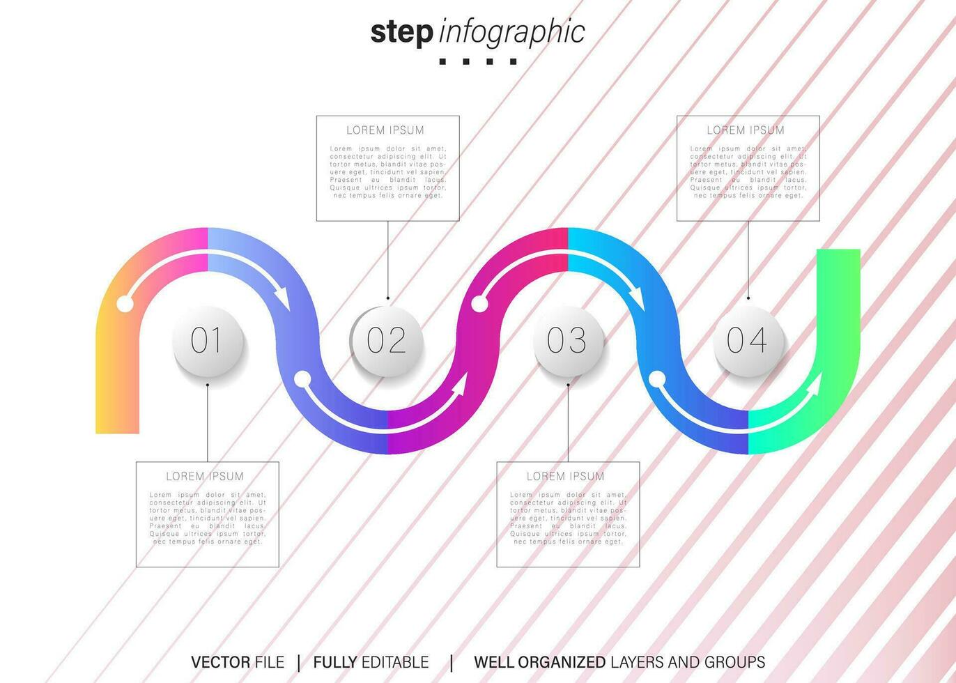 Vector Infographic arrow design with 4 options or steps. Infographics for business concept. Can be used for presentations banner, workflow layout, process diagram, flow chart, info graph