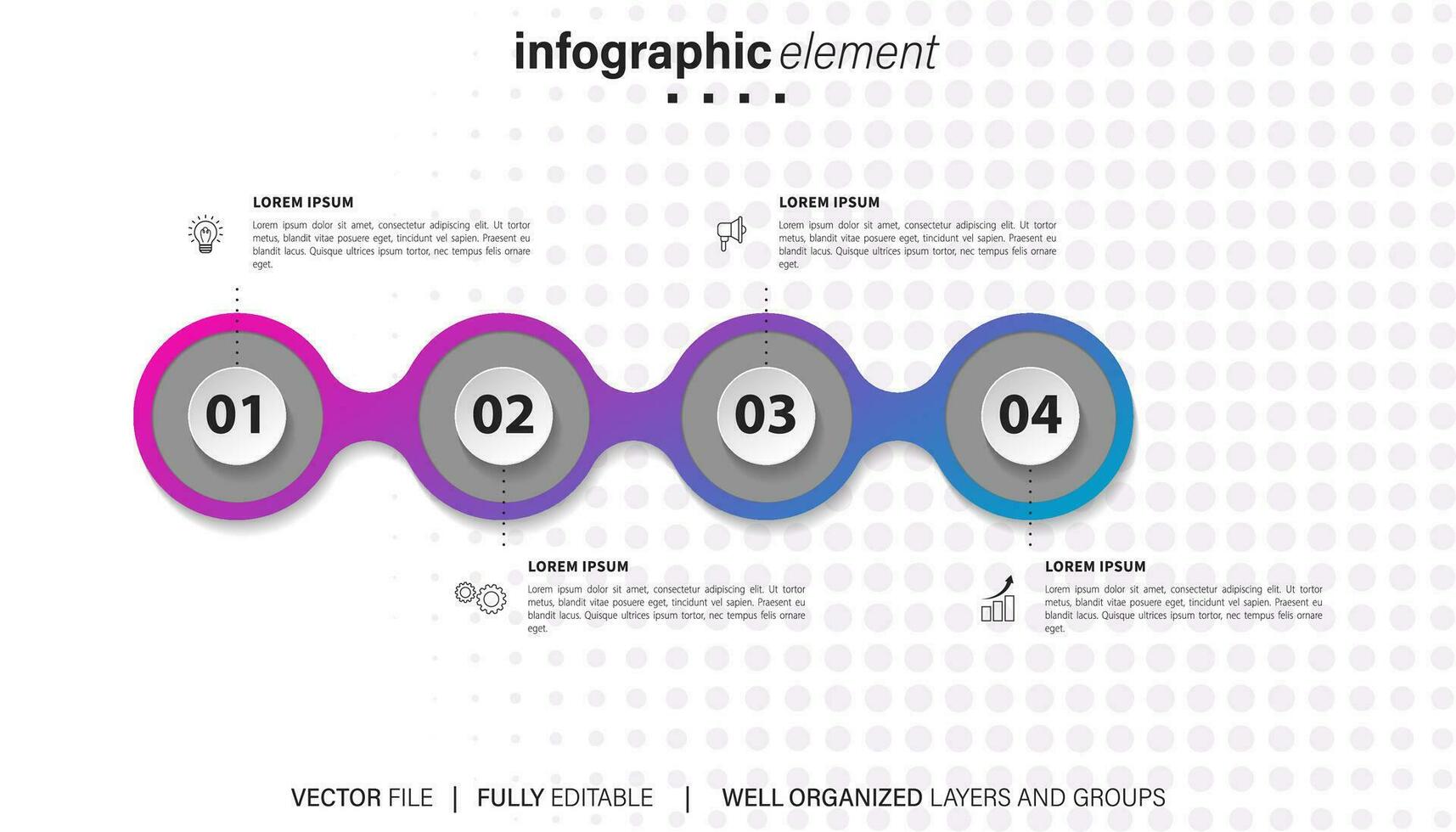 Vector Infographic arrow design with 4 options or steps. Infographics for business concept. Can be used for presentations banner, workflow layout, process diagram, flow chart, info graph