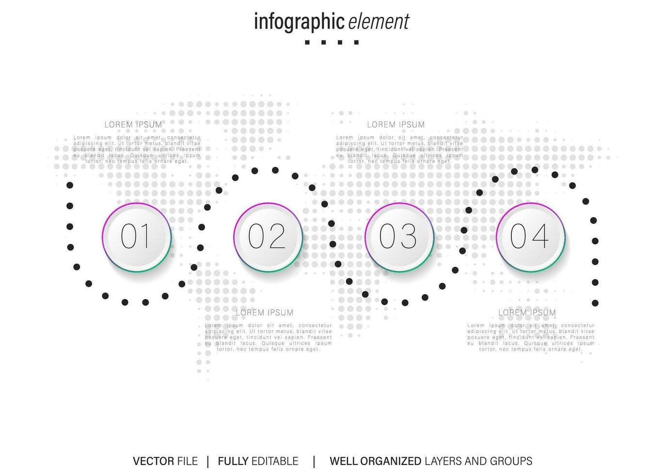 Vector Infographic arrow design with 4 options or steps. Infographics for business concept. Can be used for presentations banner, workflow layout, process diagram, flow chart, info graph