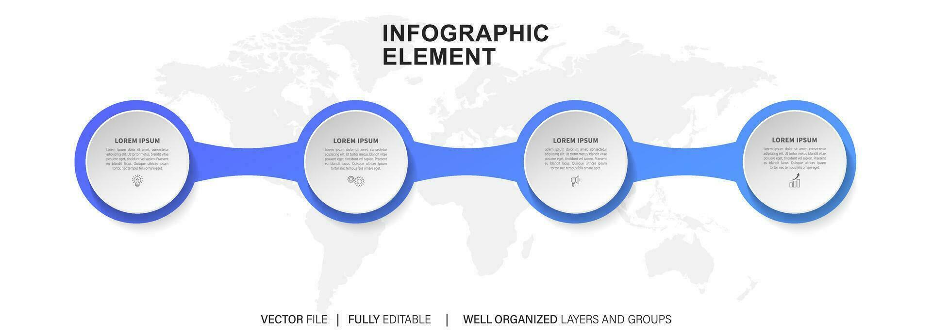 infographic template with 4 steps or options. Vector