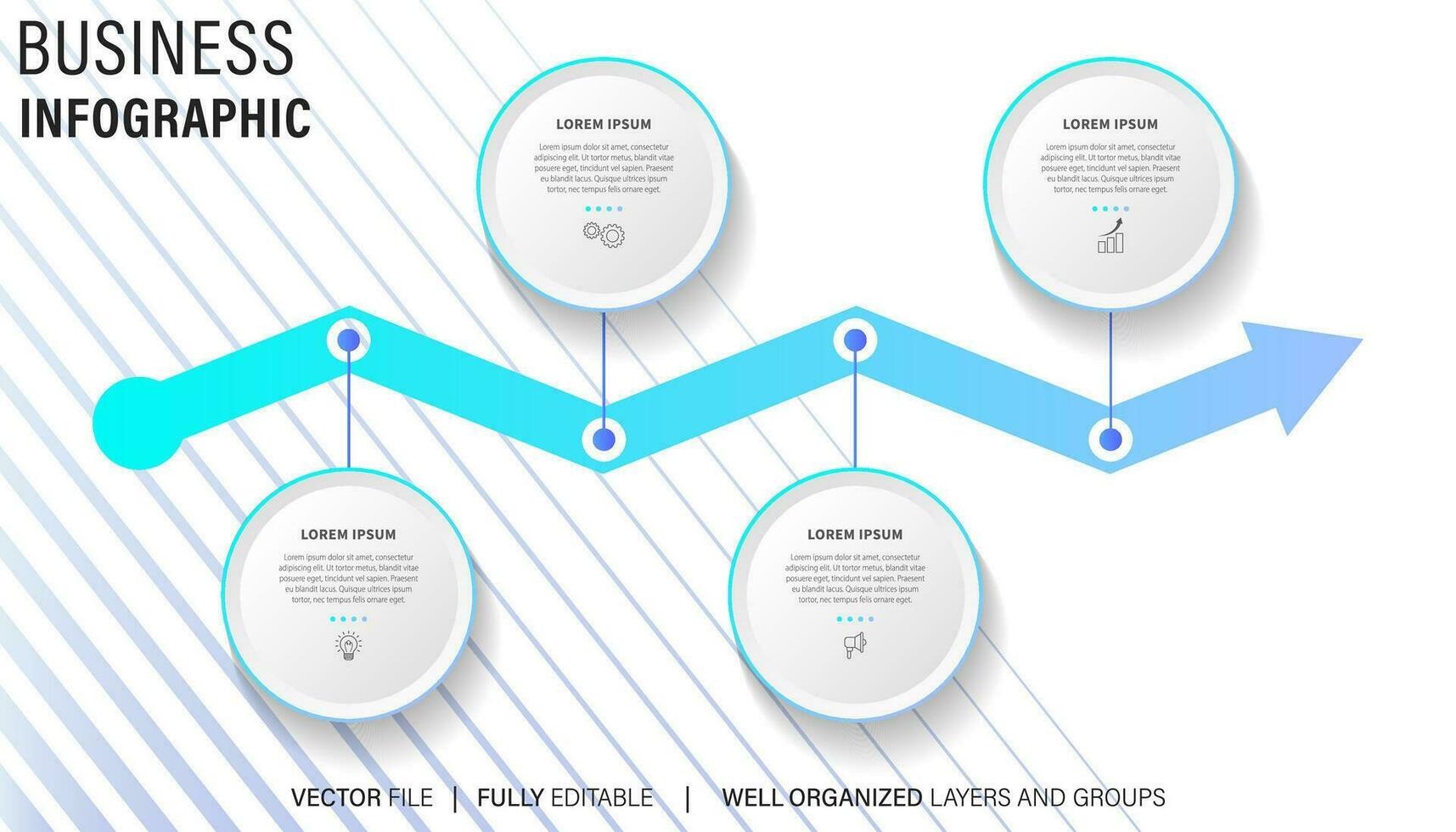 Vector Infographic arrow design with 4 options or steps. Infographics for business concept. Can be used for presentations banner, workflow layout, process diagram, flow chart, info graph