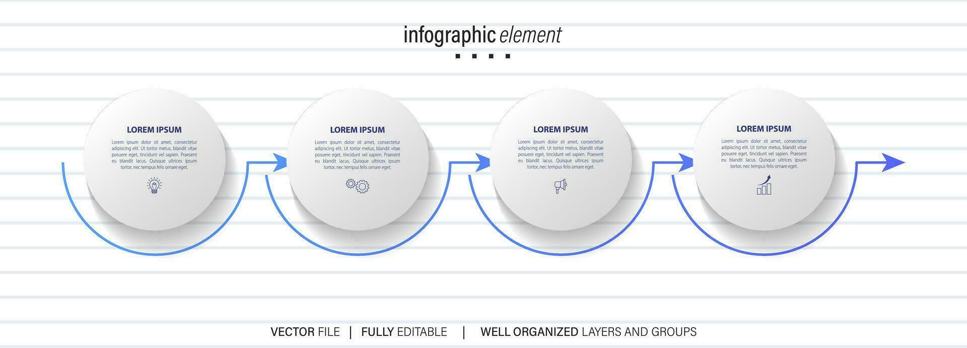 infographic template with 4 steps or options. Vector