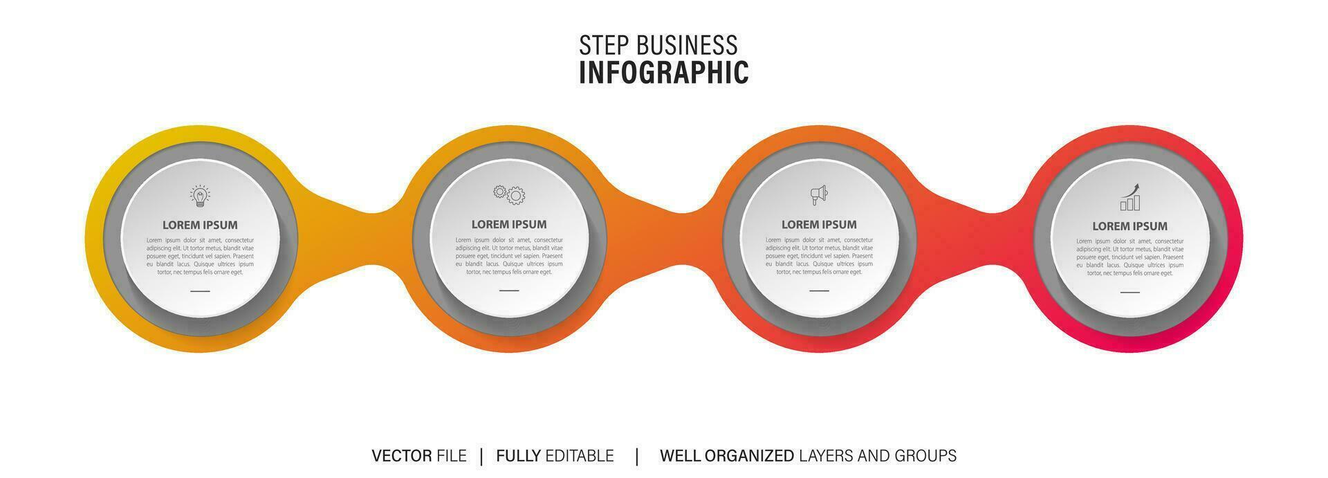 infographic template with 4 steps or options. Vector