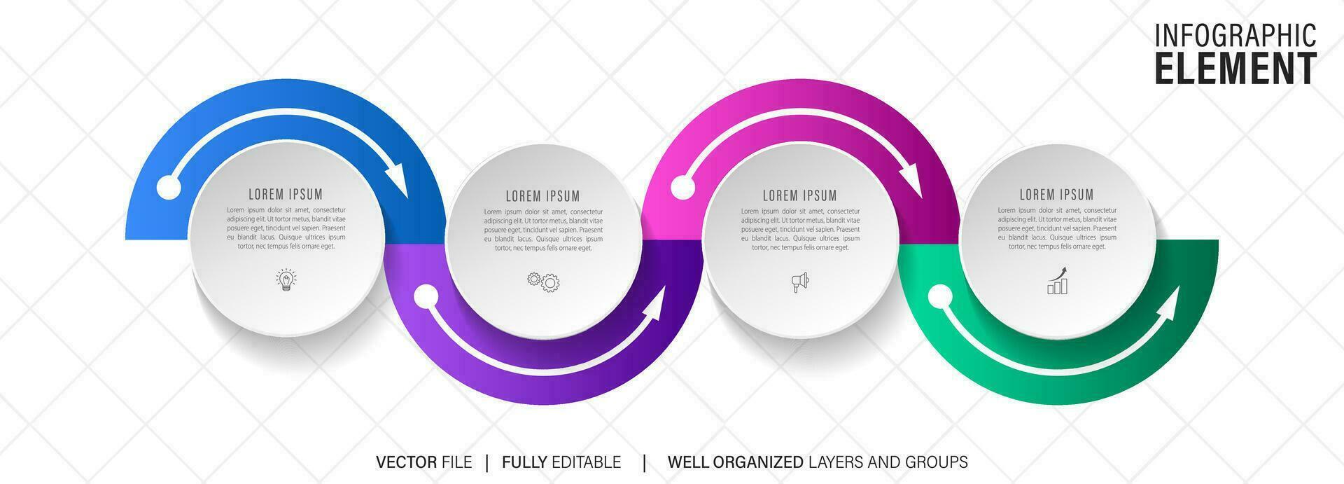 infographic template with 4 steps or options. Vector