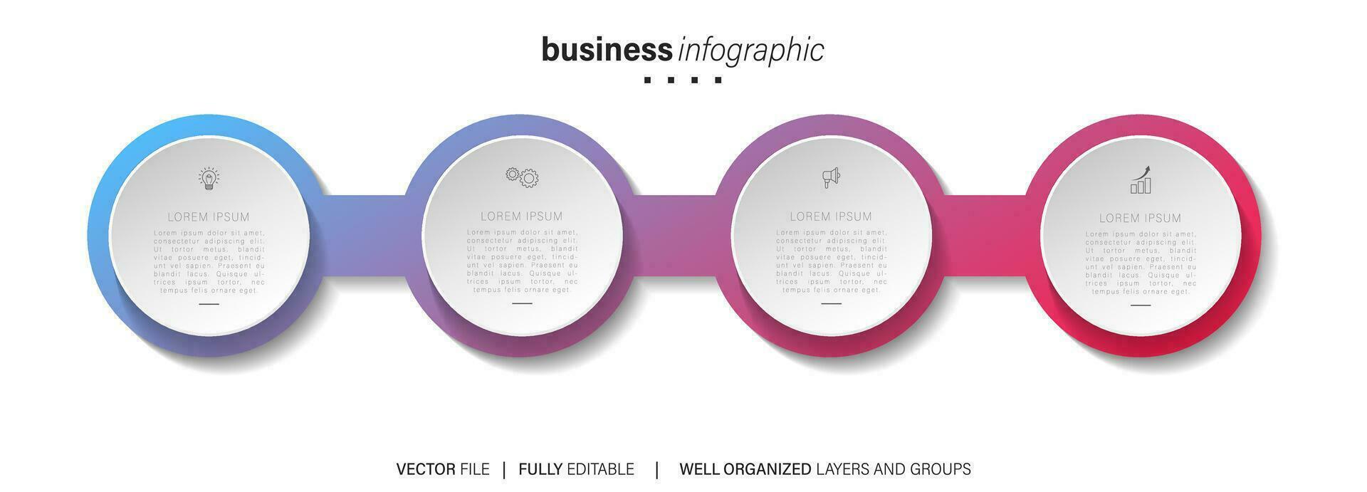 pasos diseño de plantilla infográfica de proceso de línea de tiempo de visualización de datos comerciales con iconos vector