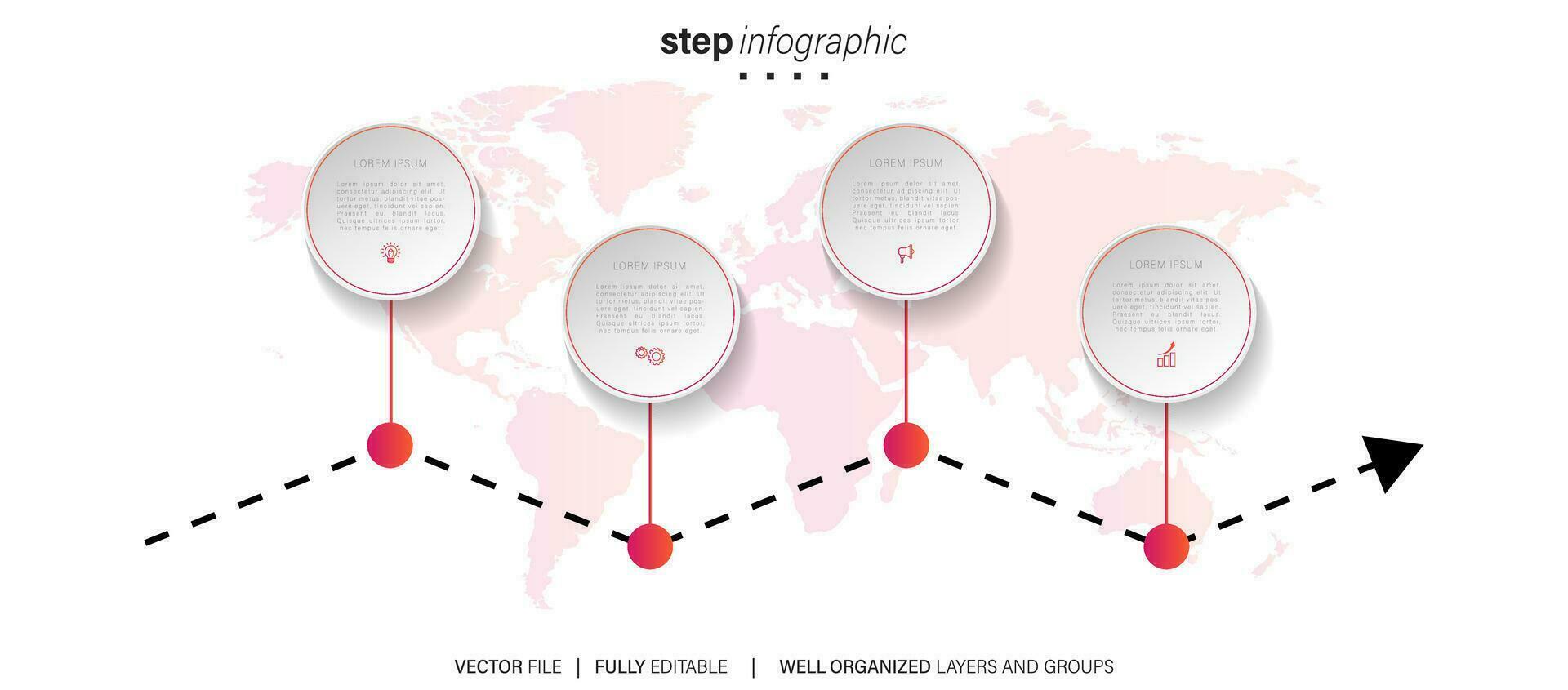 Steps business data visualization timeline process infographic template design with icons vector