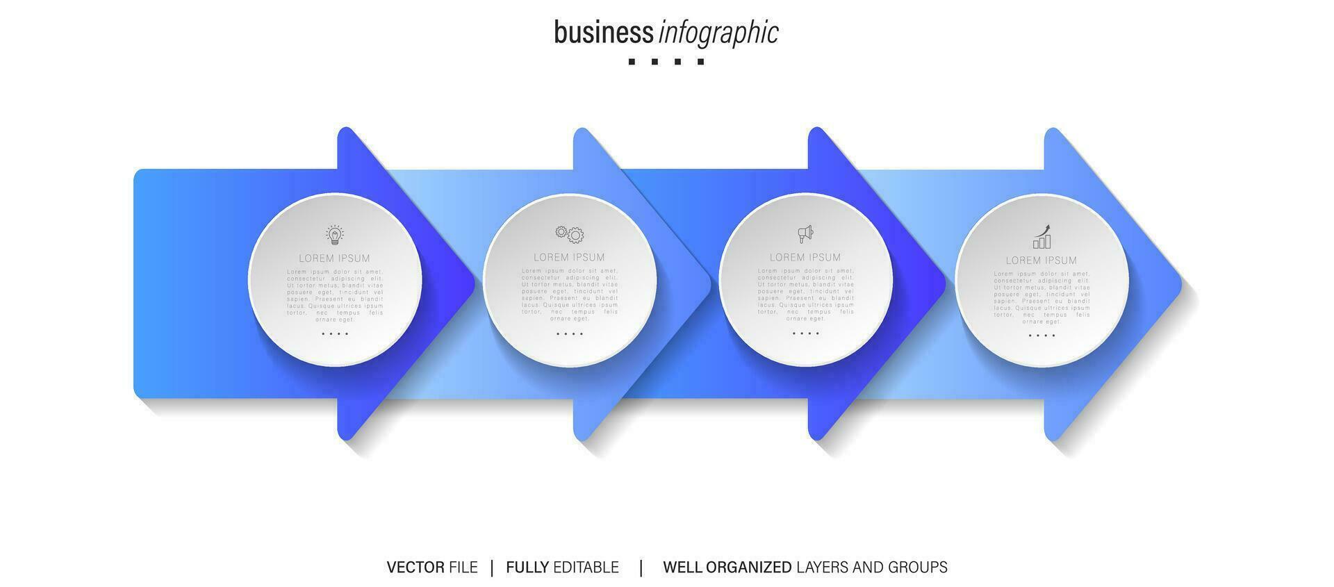 pasos diseño de plantilla infográfica de proceso de línea de tiempo de visualización de datos comerciales con iconos vector