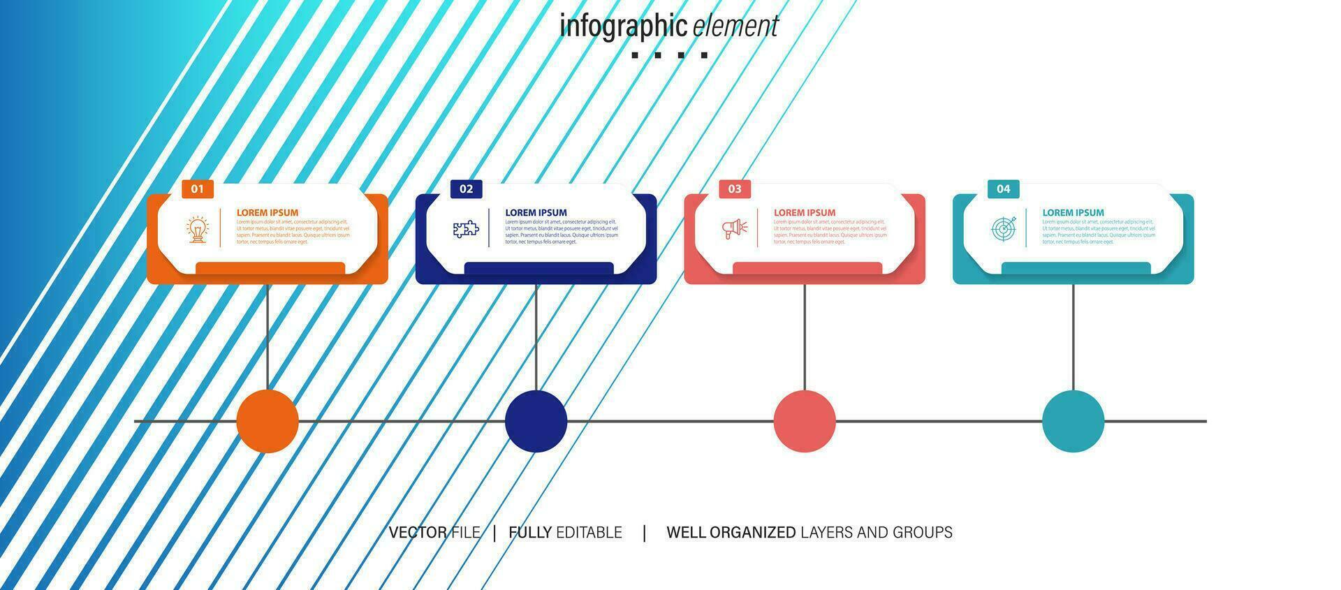 Growth opportunity infographic chart design template. Editable infochart with icons. Instructional graphics with 4 step sequence. Visual data presentation. Arial, Merriweather Sans fonts used vector