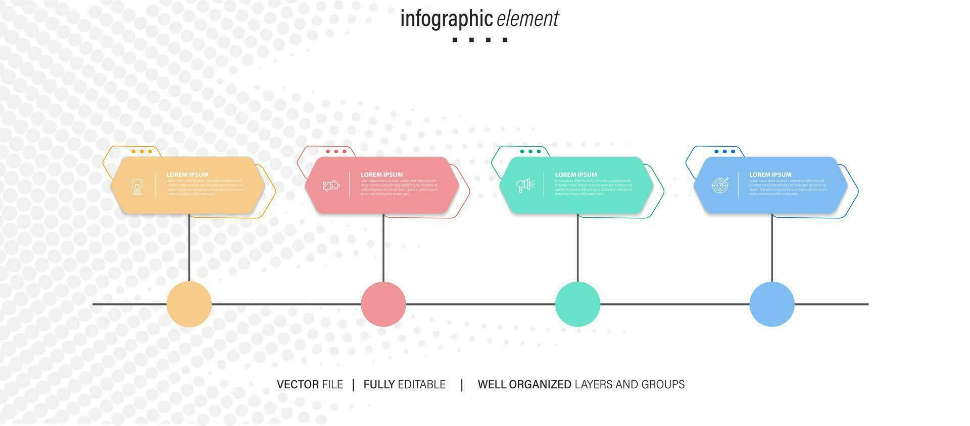 Line step infographic. 4 options workflow diagram, number infograph, process steps chart with line icons. Information vector concept. Illustration of step information chart and infographic