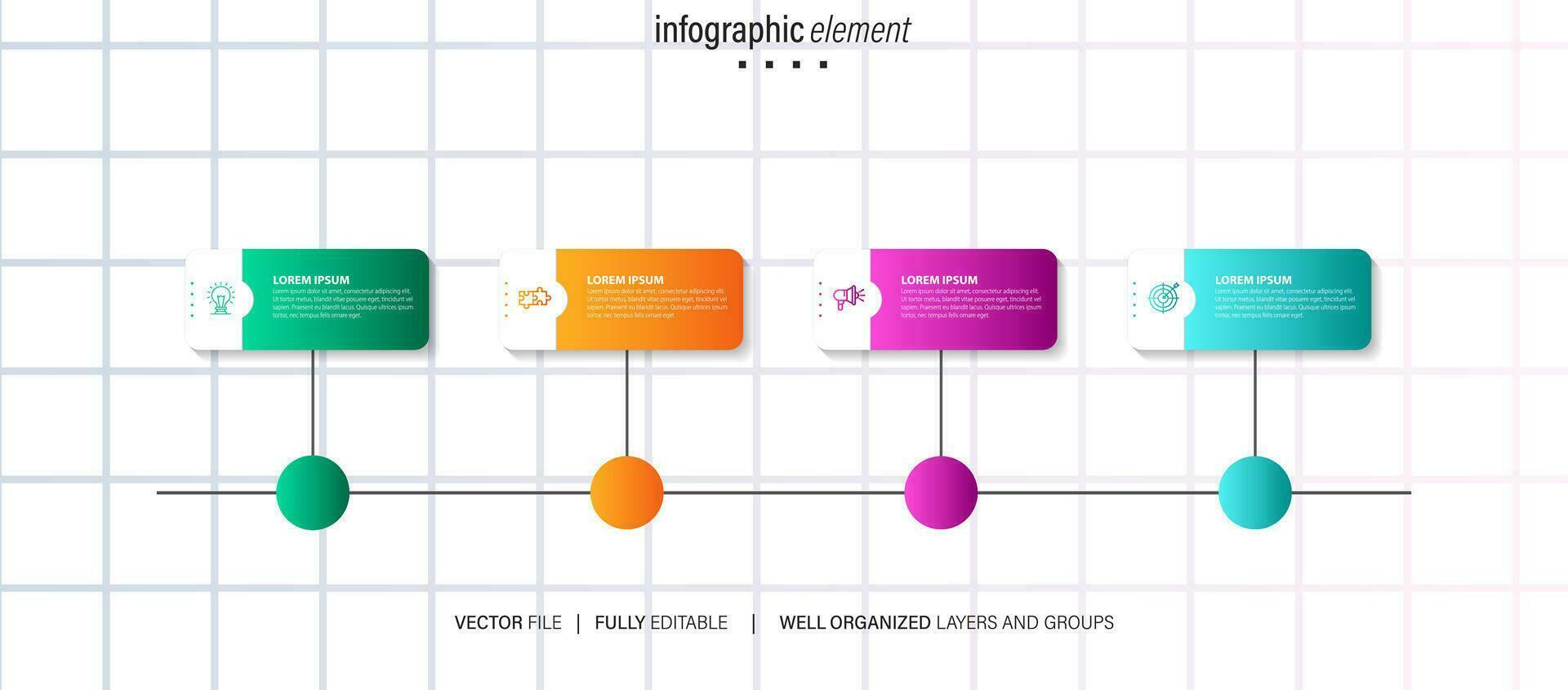 Line step infographic. 4 options workflow diagram, number infograph, process steps chart with line icons. Information vector concept. Illustration of step information chart and infographic