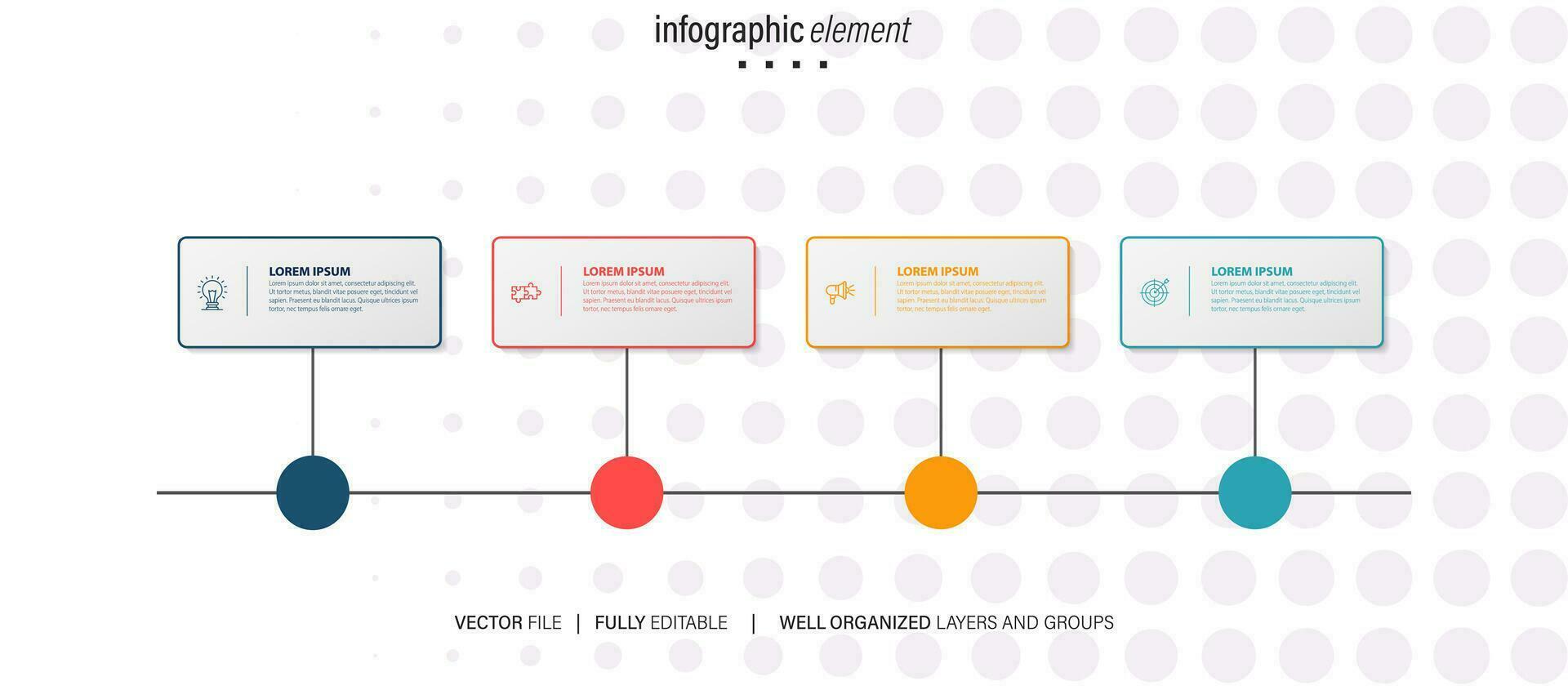 Line step infographic. 4 options workflow diagram, number infograph, process steps chart with line icons. Information vector concept. Illustration of step information chart and infographic