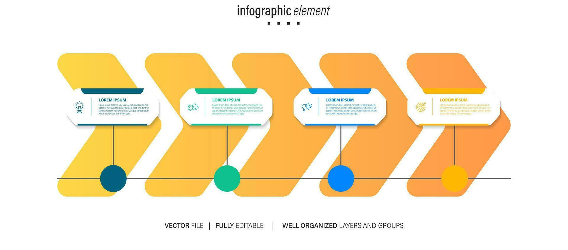 4 elements scheme, diagram. Four connected rounds. Infographic template. vector