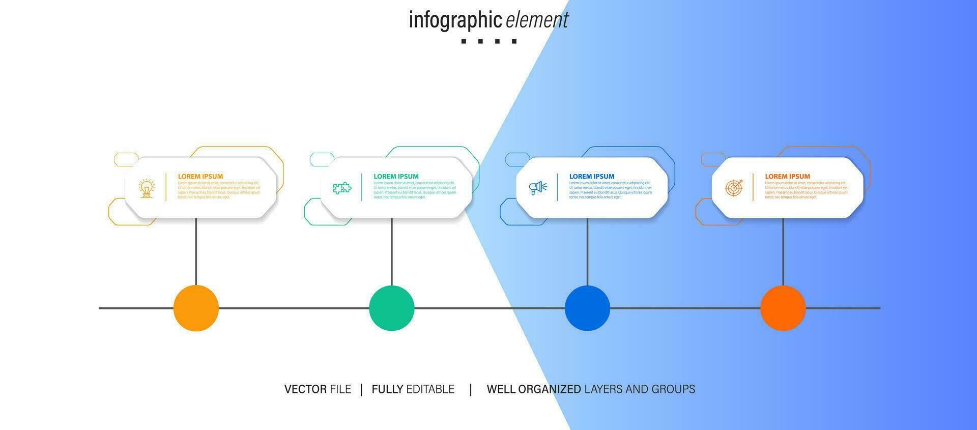 4 elements scheme, diagram. Four connected rounds. Infographic template. vector