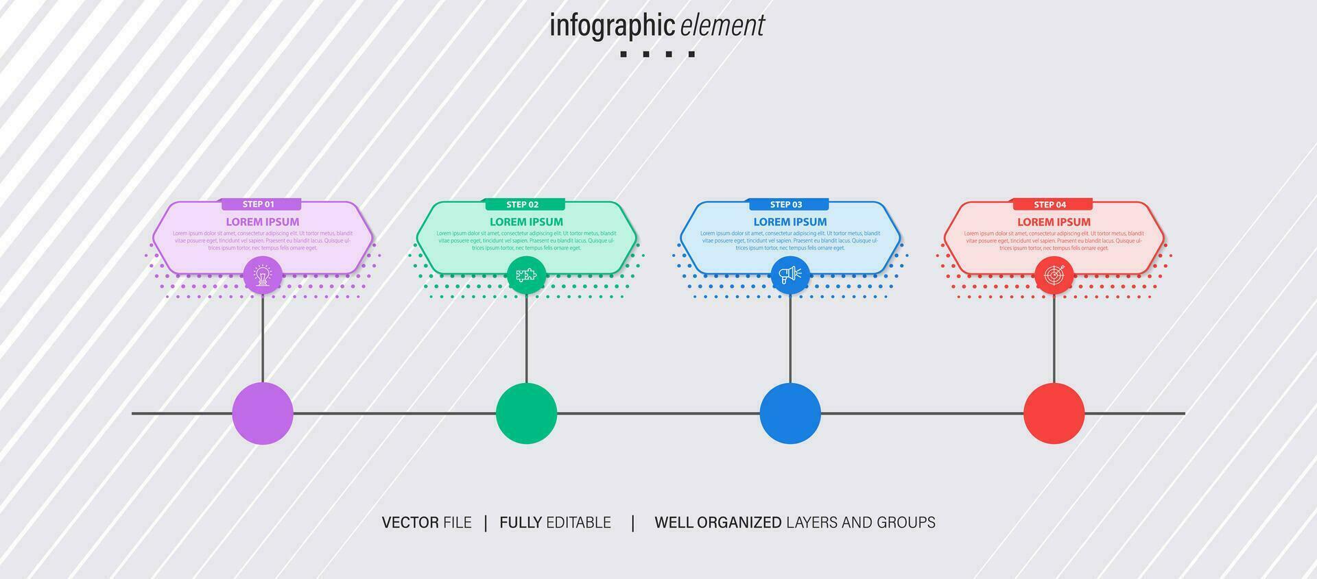 Line step infographic. 4 options workflow diagram, number infograph, process steps chart with line icons. Information vector concept. Illustration of step information chart and infographic