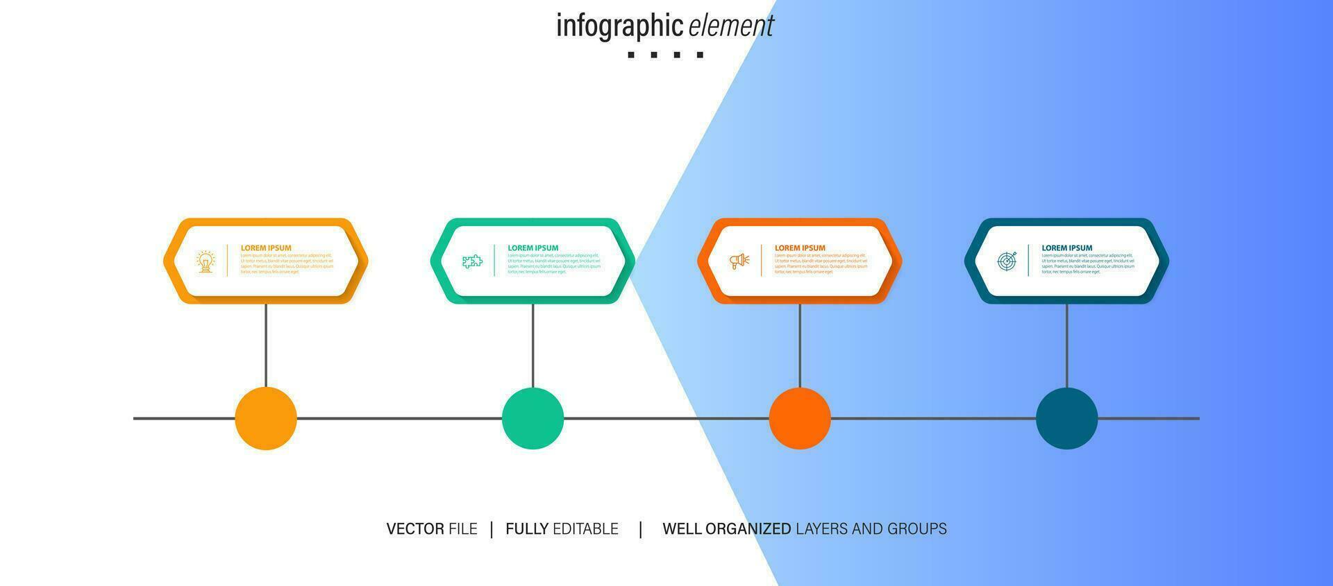 Line step infographic. 4 options workflow diagram, number infograph, process steps chart with line icons. Information vector concept. Illustration of step information chart and infographic