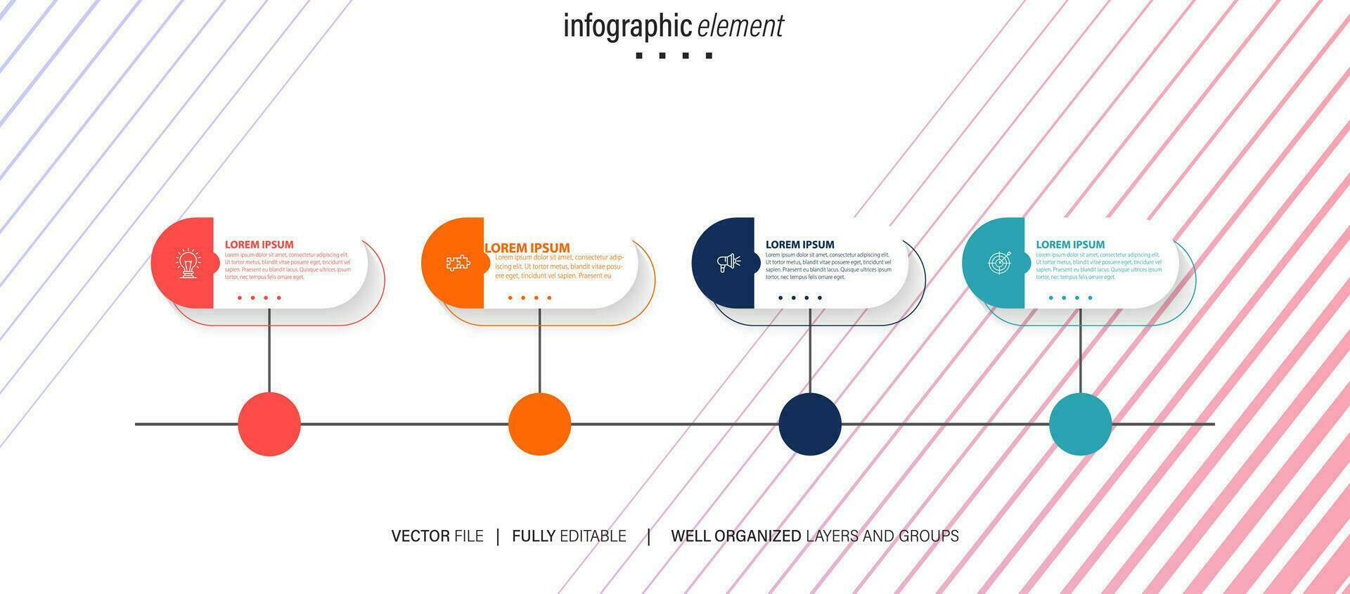 circular layout diagram with 4 list of steps, circular layout diagram infographic element template vector
