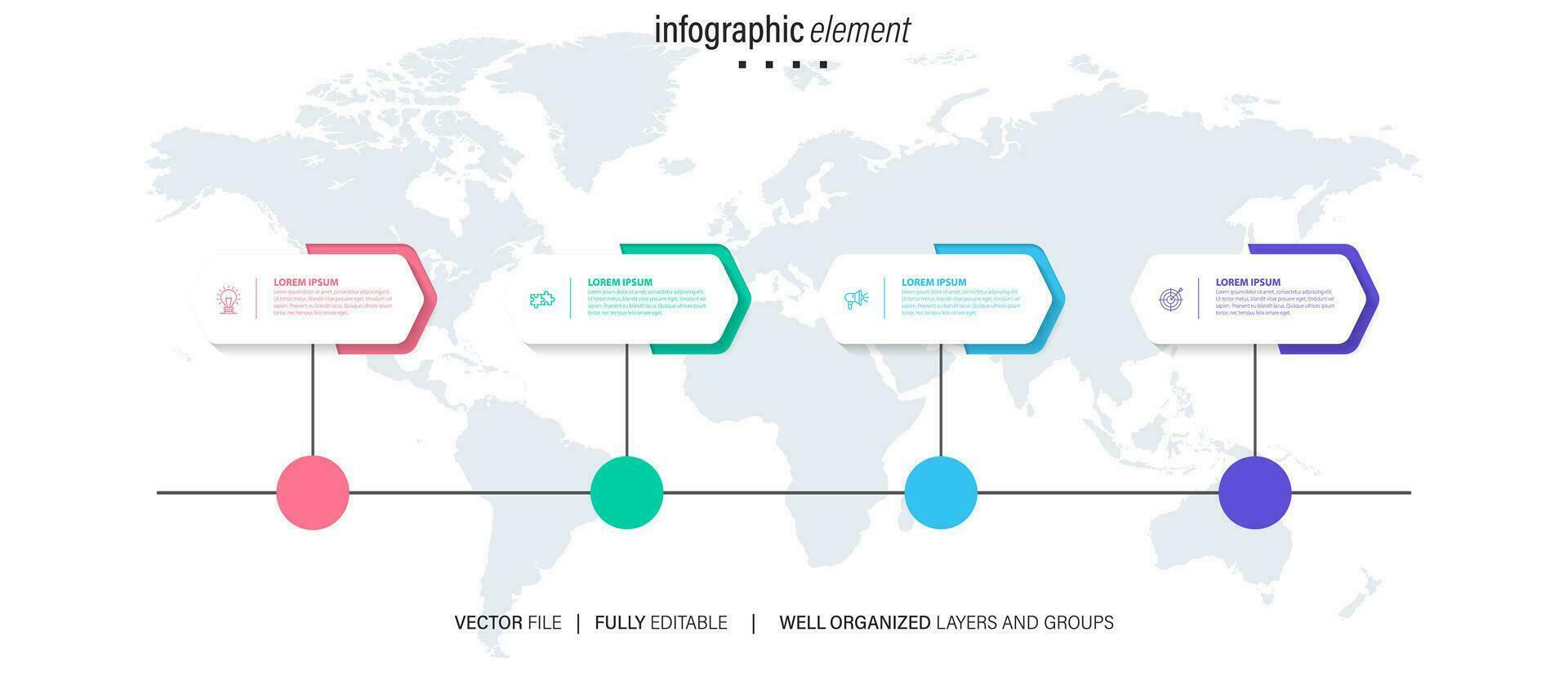 Line step infographic. 4 options workflow diagram, number infograph, process steps chart with line icons. Information vector concept. Illustration of step information chart and infographic