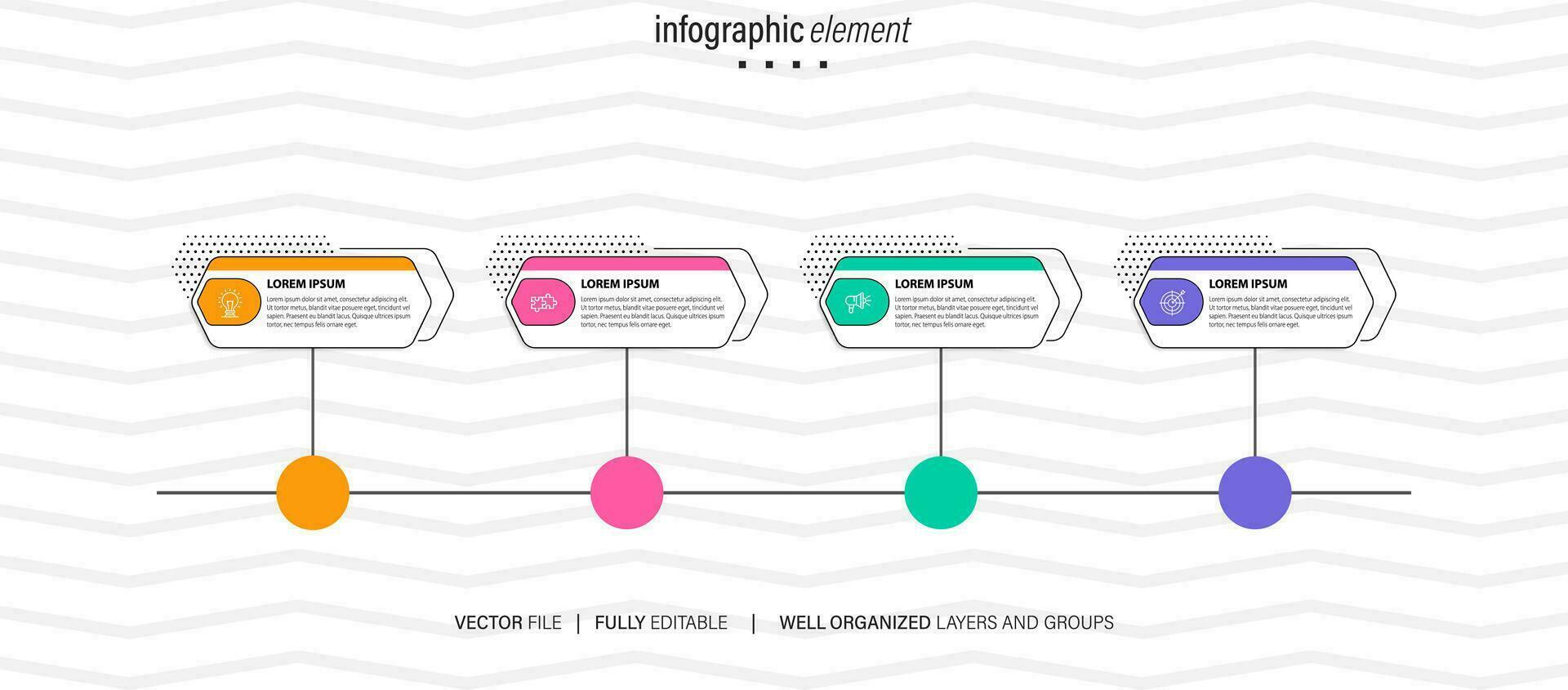 Business infographic design template with 4 options, steps or processes. Can be used for workflow layout, diagram, annual report, web design vector