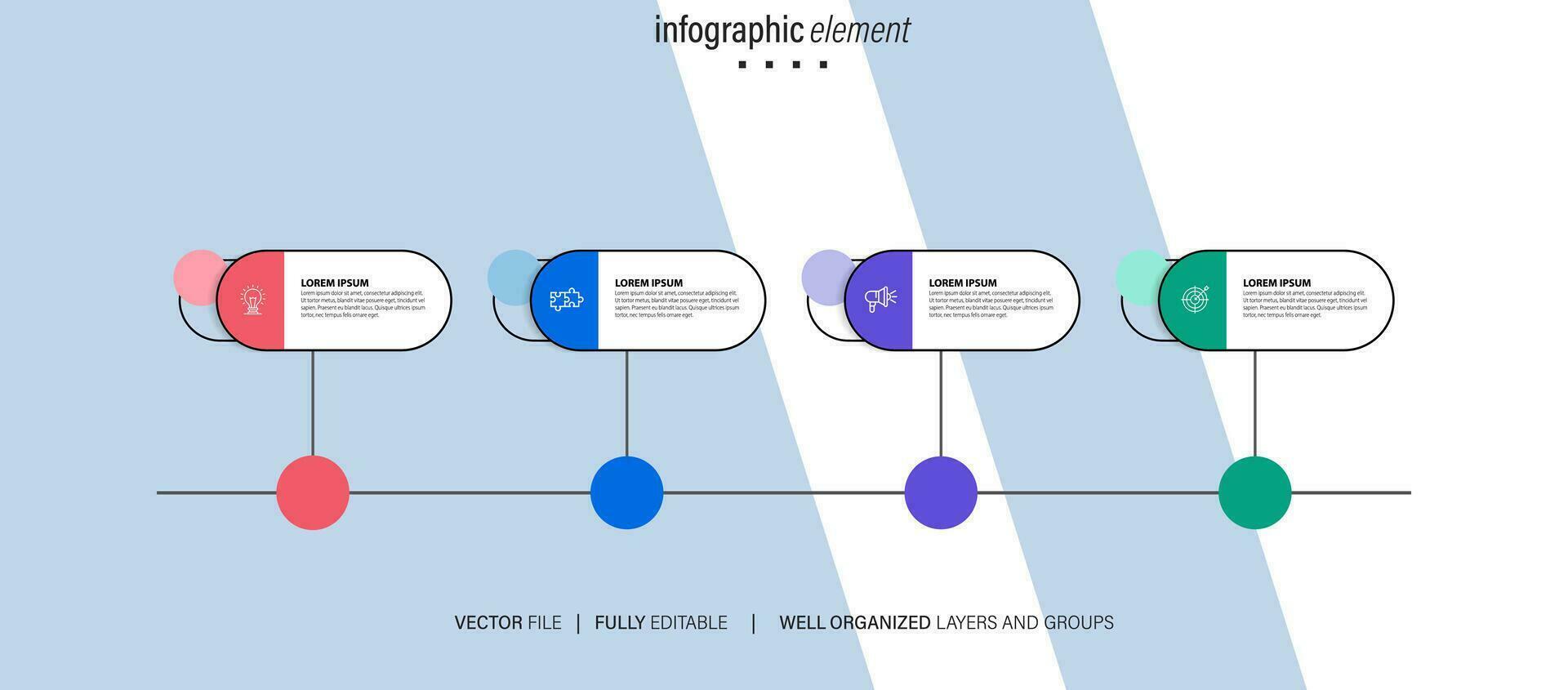 Modern 3D infographic template with 4 steps. Business circle template with options for brochure, diagram, workflow, timeline, web design. Vector EPS 10