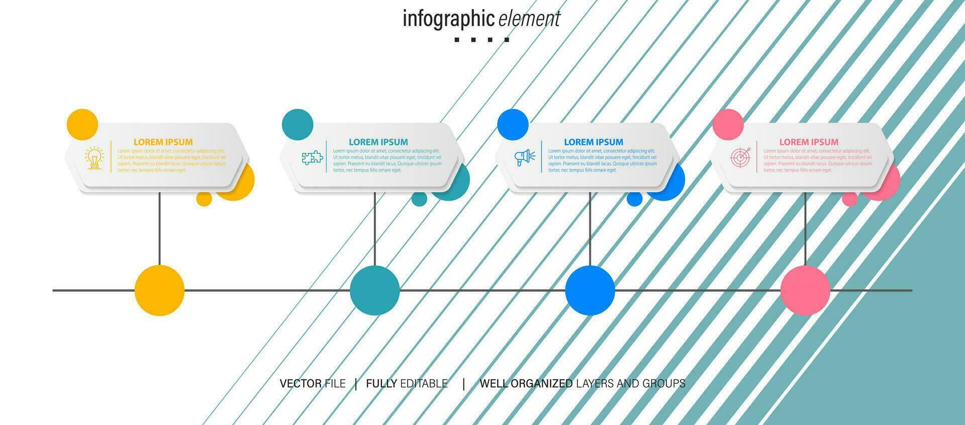 Modern 3D infographic template with 4 steps. Business circle template with options for brochure, diagram, workflow, timeline, web design. Vector EPS 10