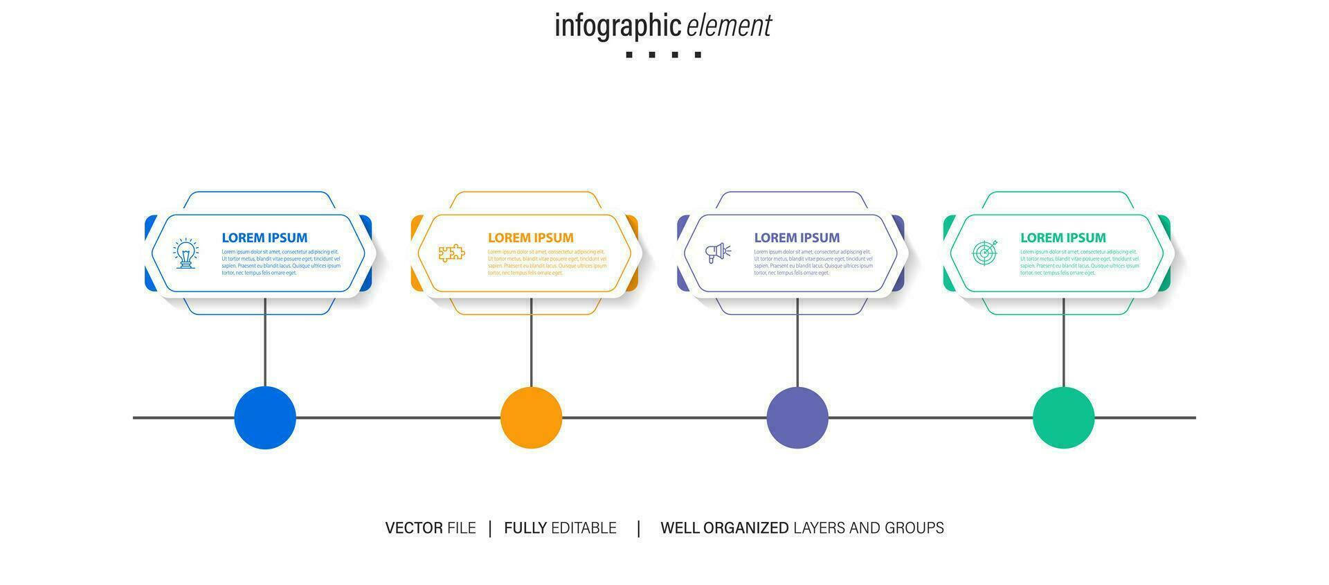 Modern 3D infographic template with 4 steps. Business circle template with options for brochure, diagram, workflow, timeline, web design. Vector EPS 10
