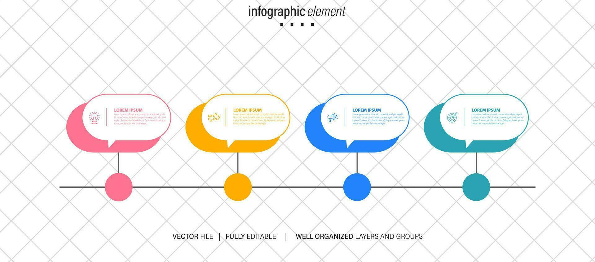 Modern 3D infographic template with 4 steps. Business circle template with options for brochure, diagram, workflow, timeline, web design. Vector EPS 10