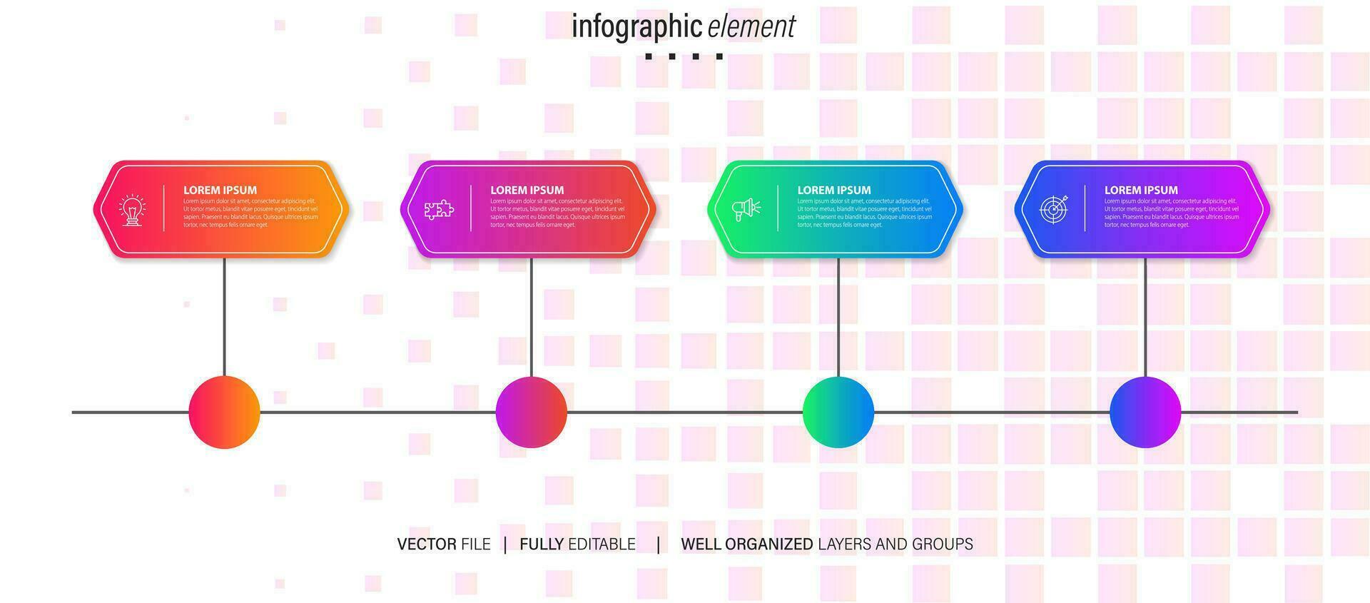 Line step infographic. 4 options workflow diagram, number infograph, process steps chart with line icons. Information vector concept. Illustration of step information chart and infographic